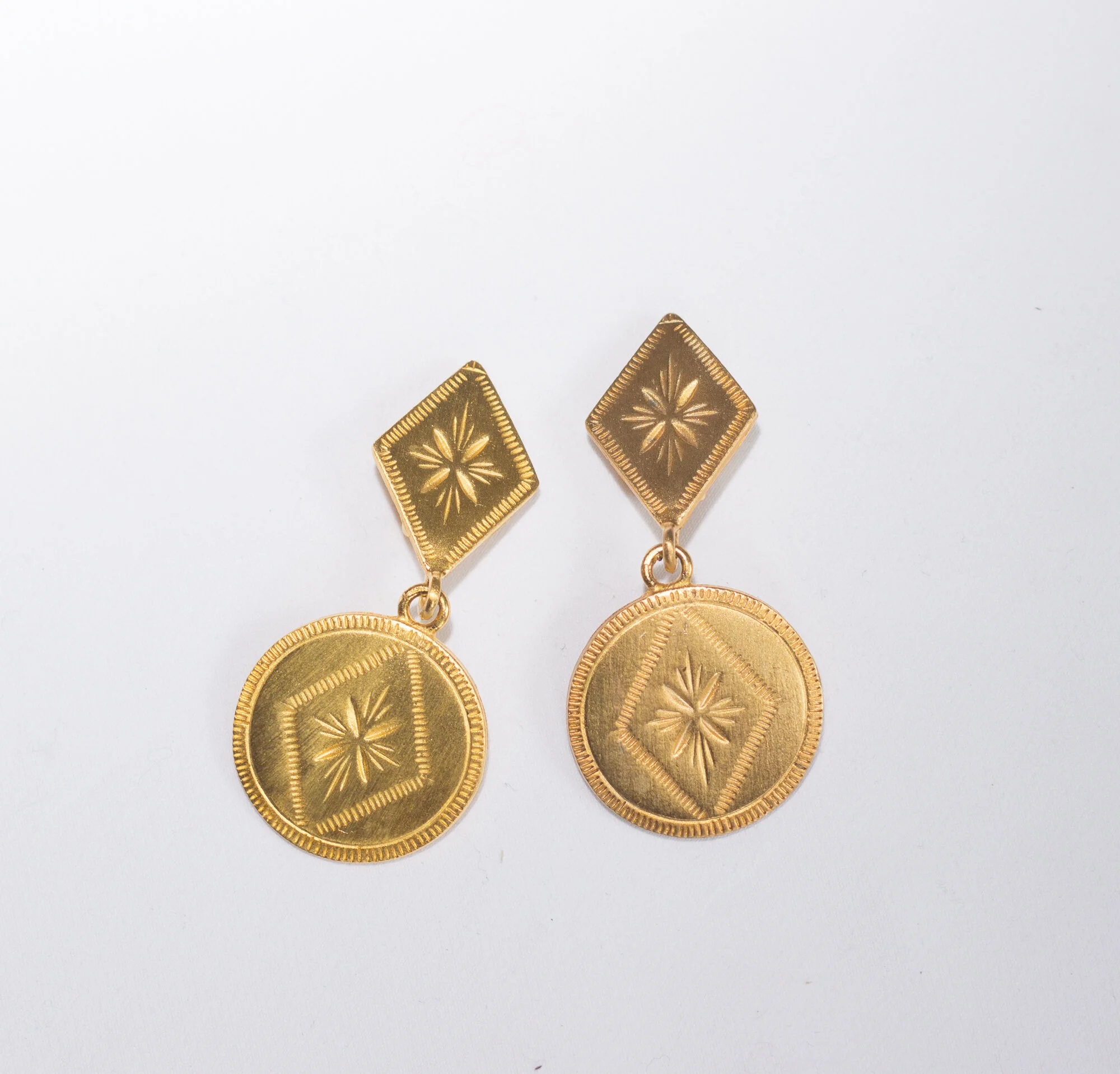 1980s Ginnie Johansen Oversize Gold Engraved Clip Earrings