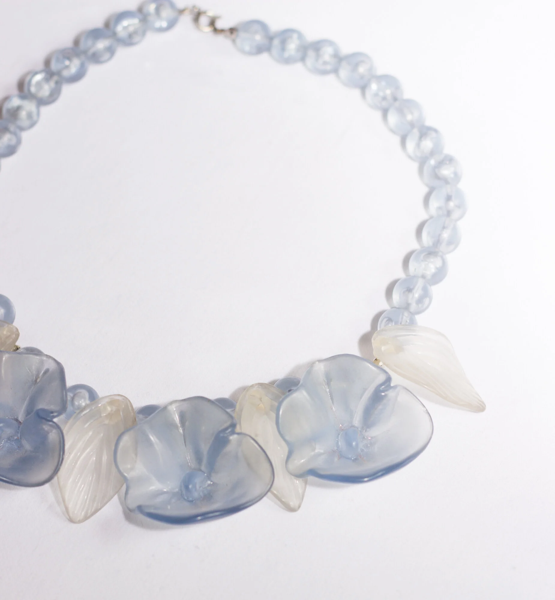 1980s Blue Anthurium Frosted Acrylic Collar