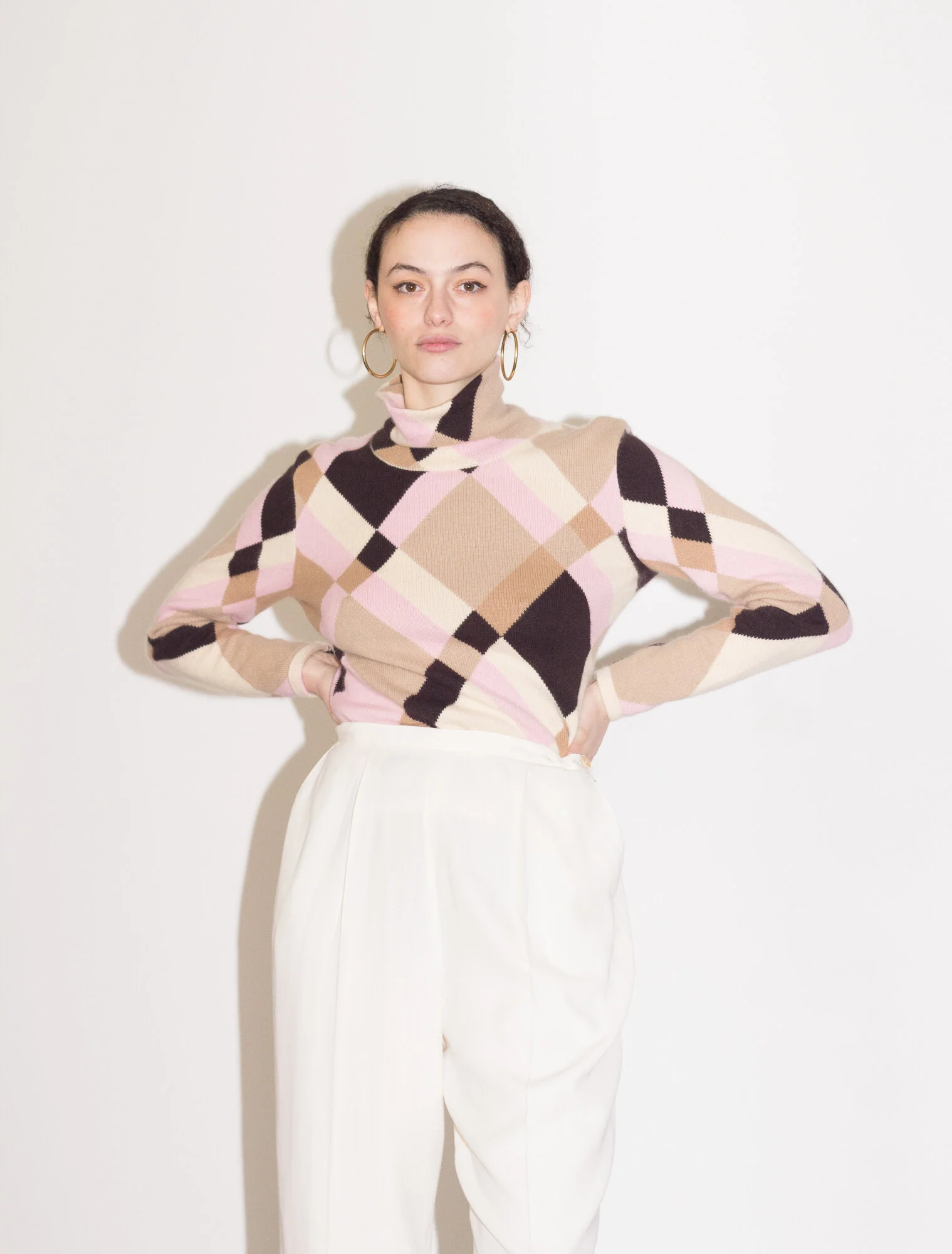 1990s Louis Féraud Harlequin Angora Turtleneck