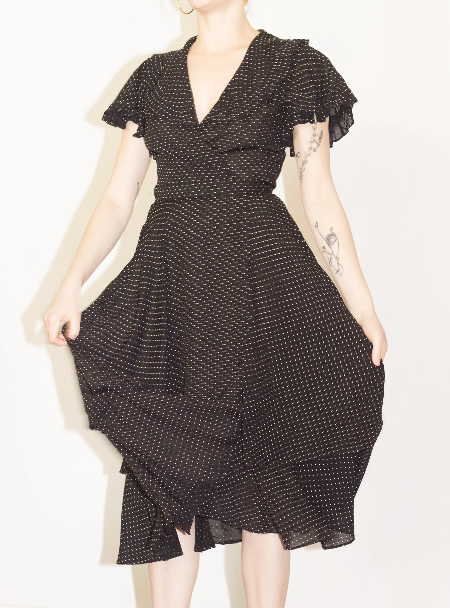 1970s Saks Fifth Avenue Polka Dot Wrap Dress