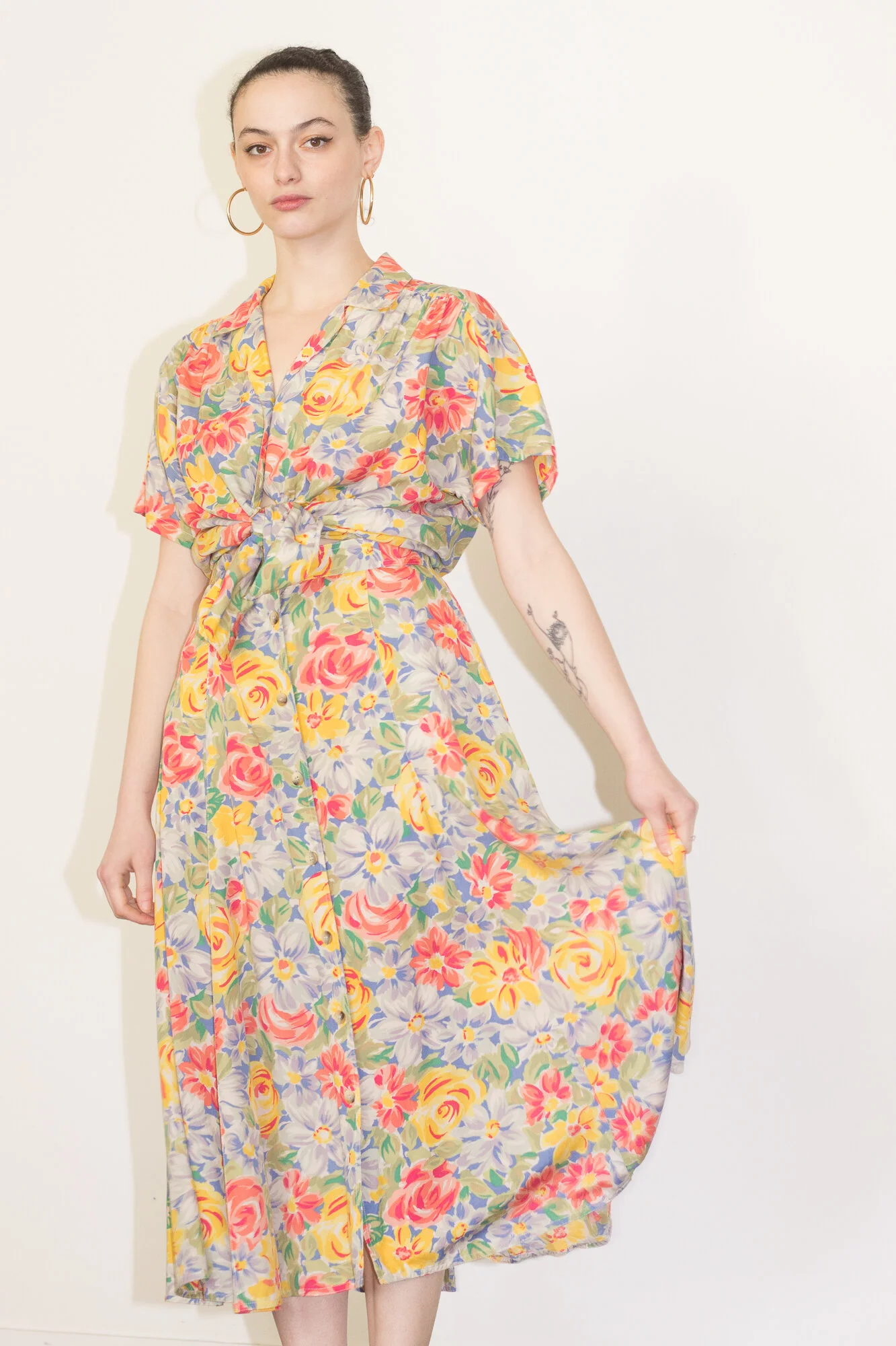 1980s Liz Claiborne Floral Rayon Two Piece