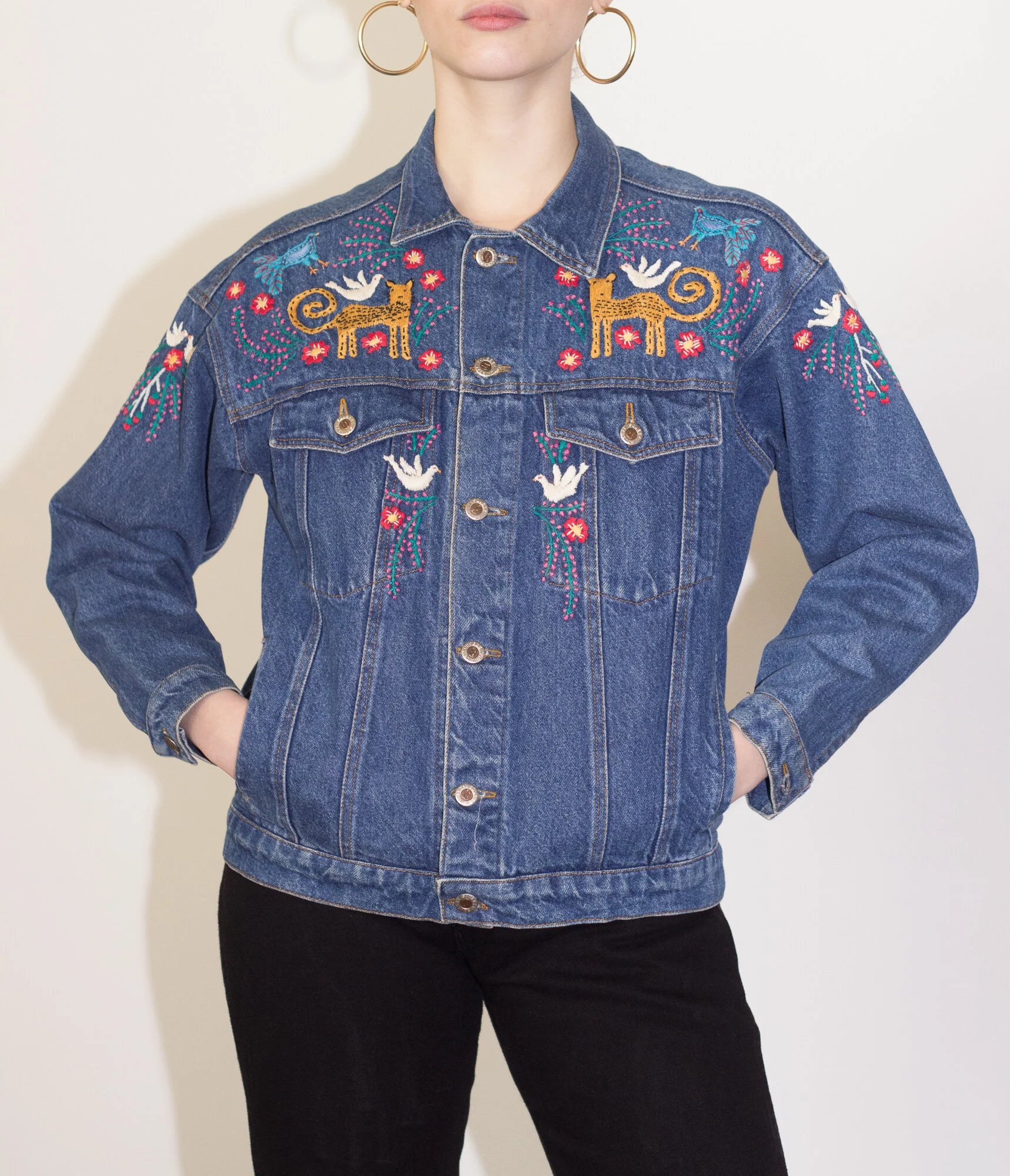 1980s Hand Embroidered Denim Jacket