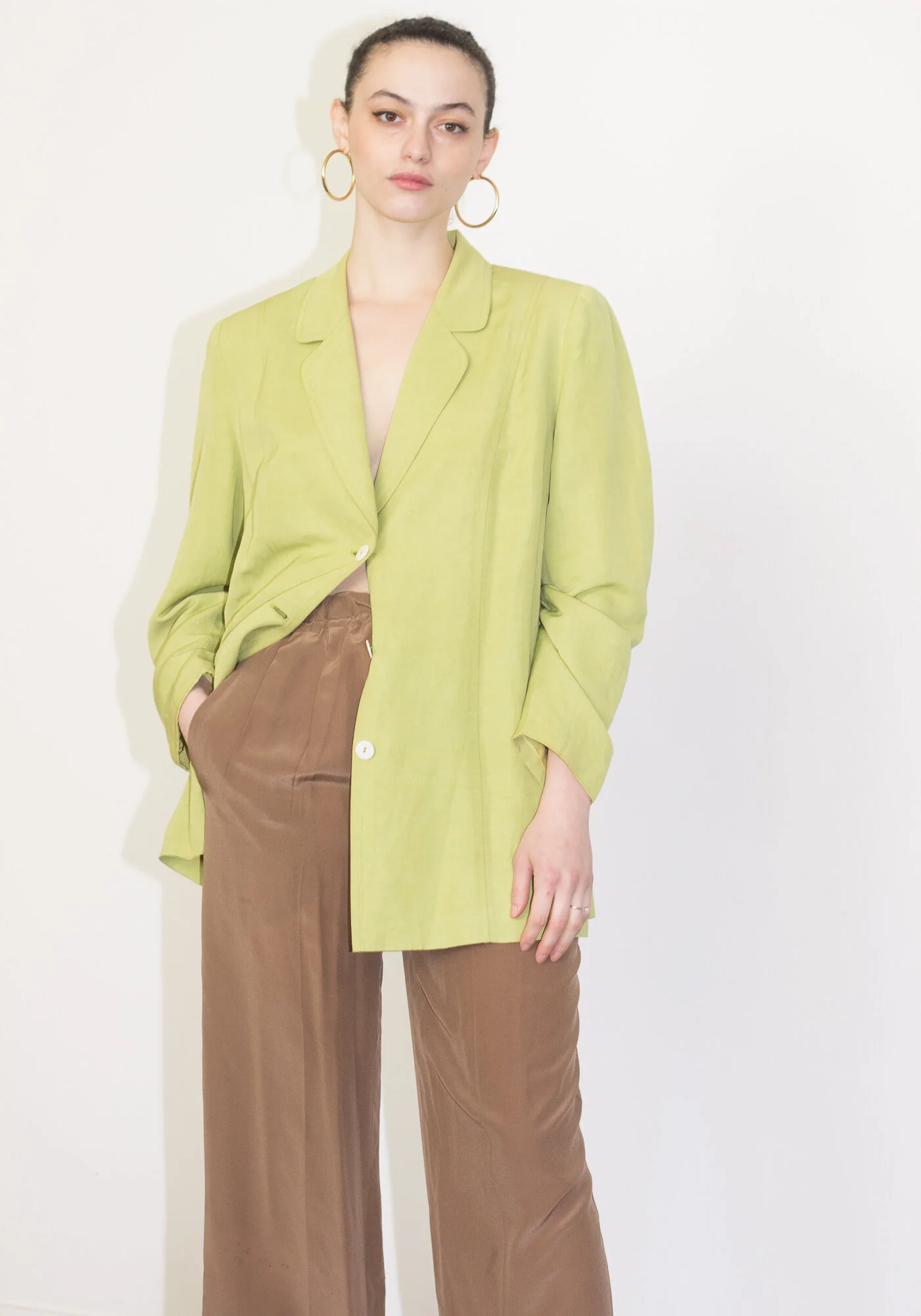 1980s Japanese Lime Green Silk Blazer