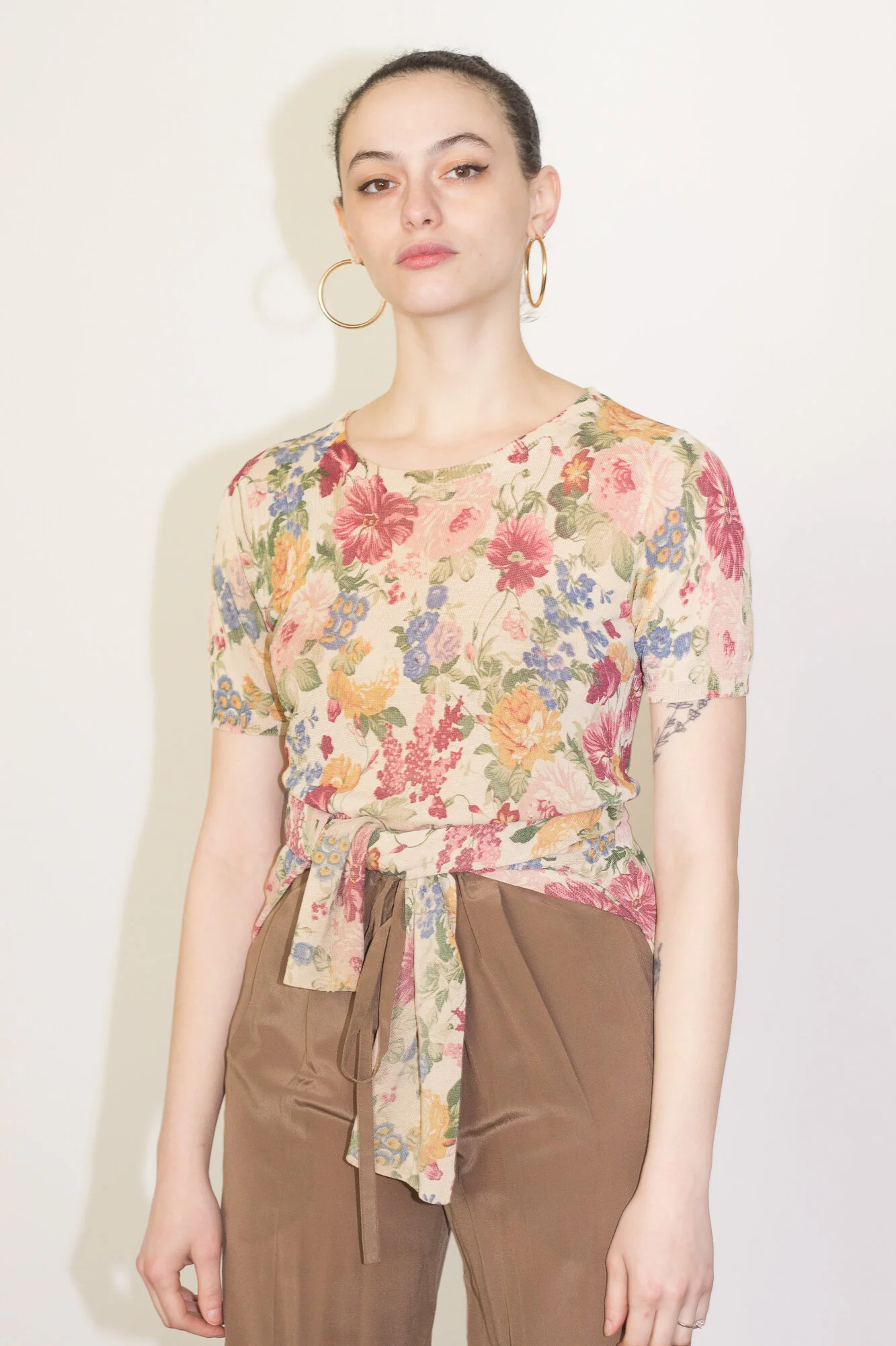 1990s Baroque Floral Rayon Knit Twinset