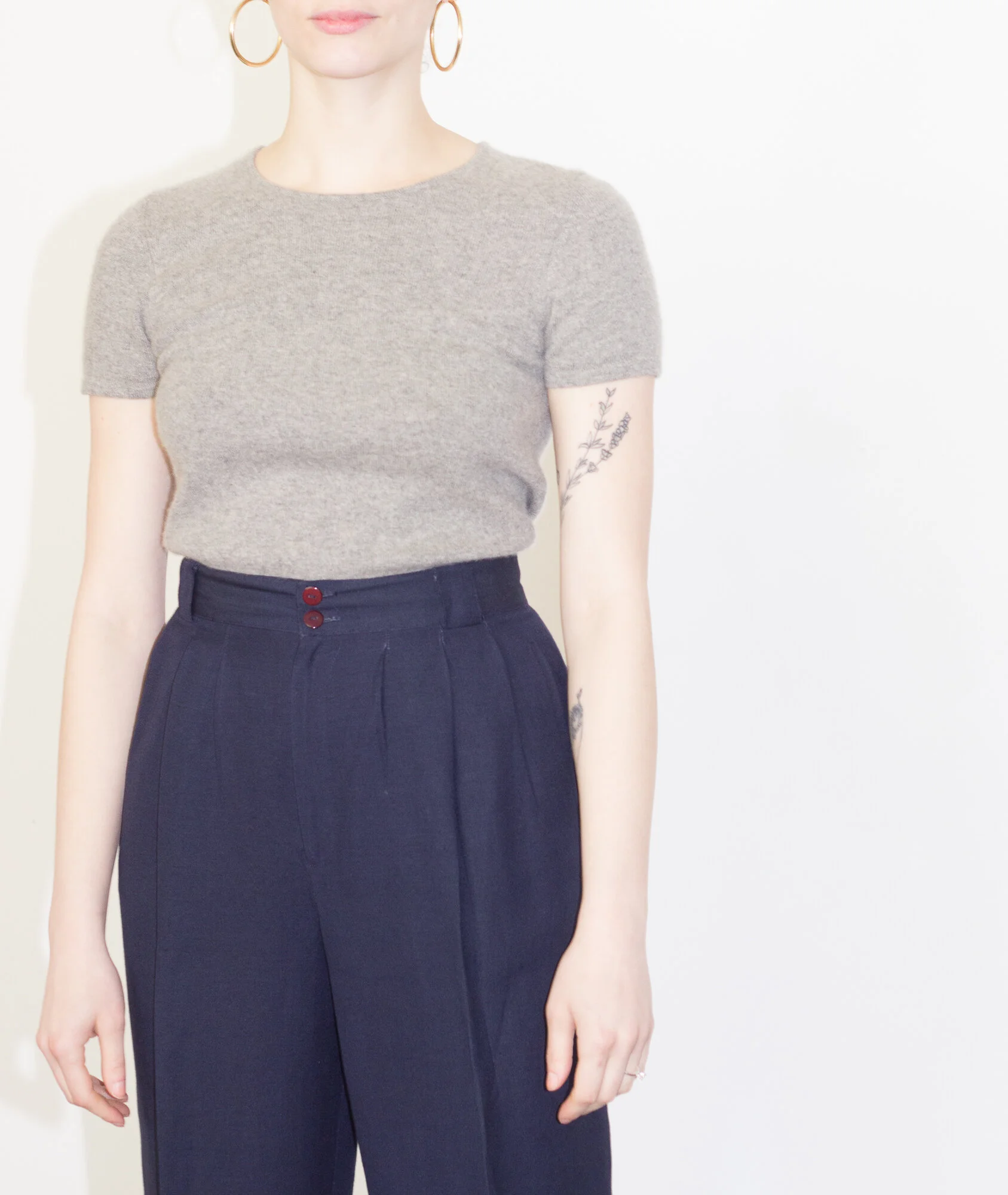 1990s Healther Gray Cashmere Tee