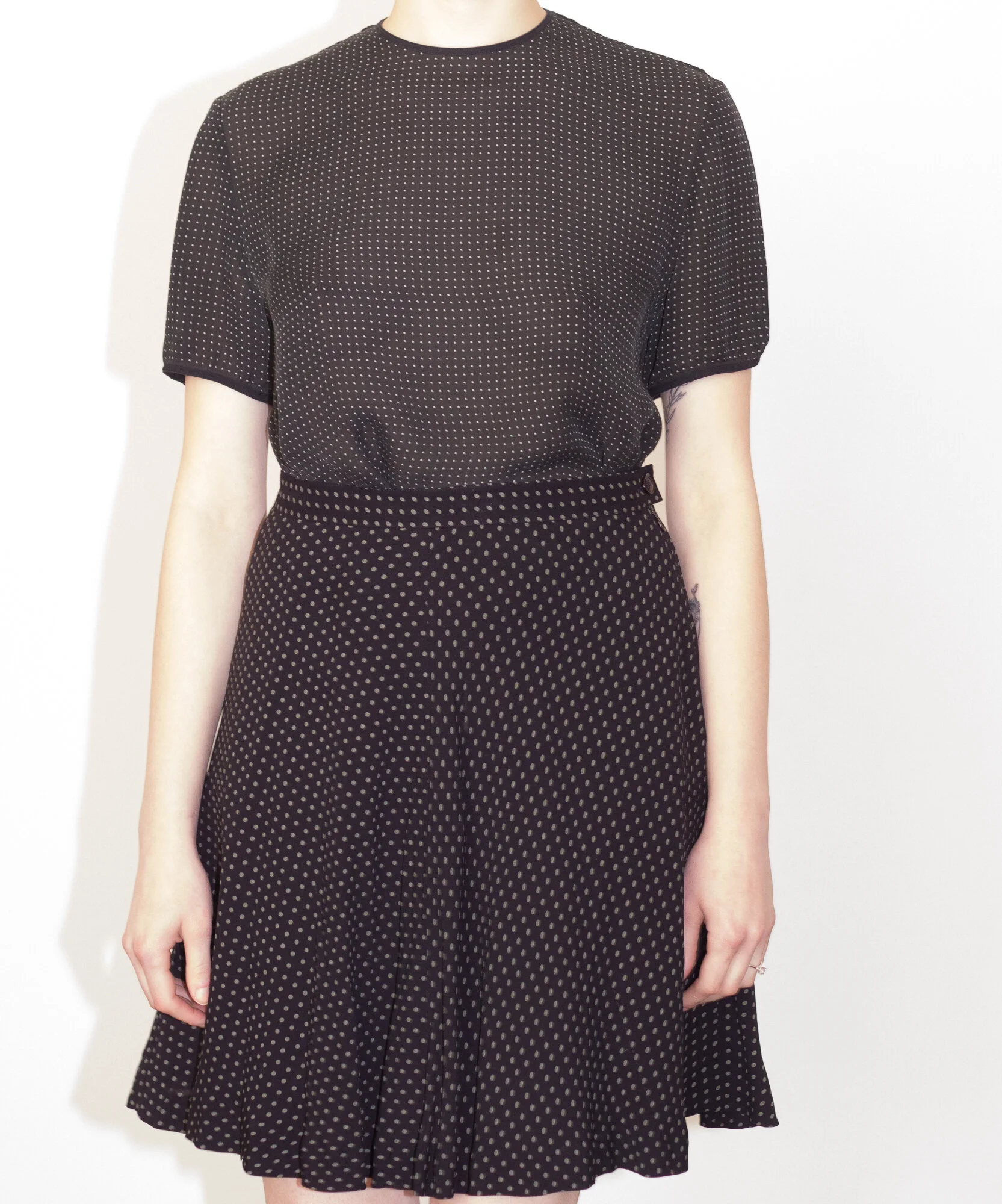 1990s Swiss Dot Silk Blouse