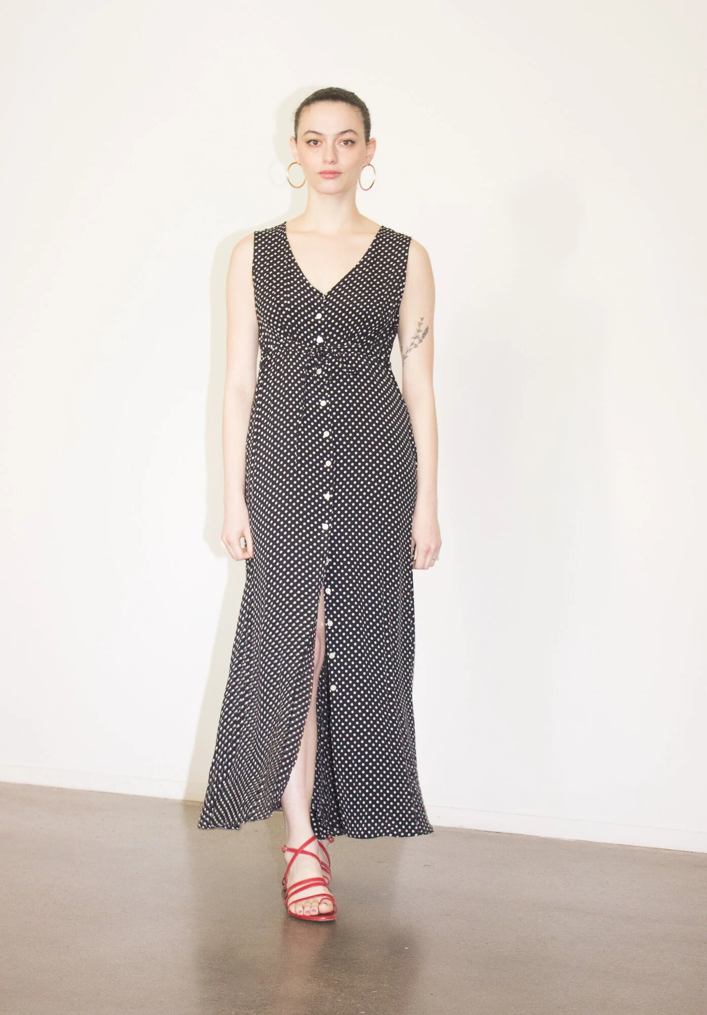 empire waist polka dot dress Polka Dot Tie Empire Waist Maxi Dress main image 0