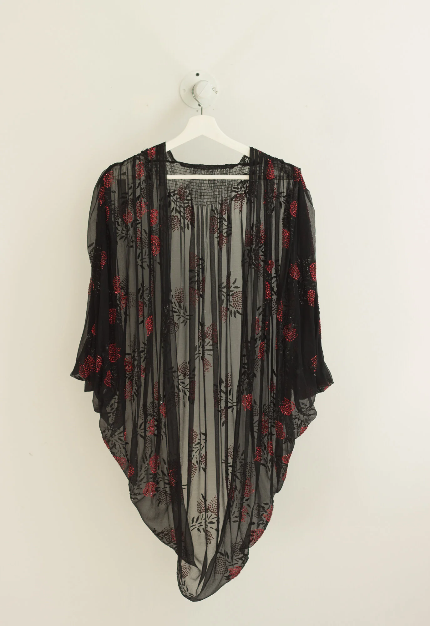 ACA 1970s Silk Chiffon Glittery Tulip Cocoon Jacket