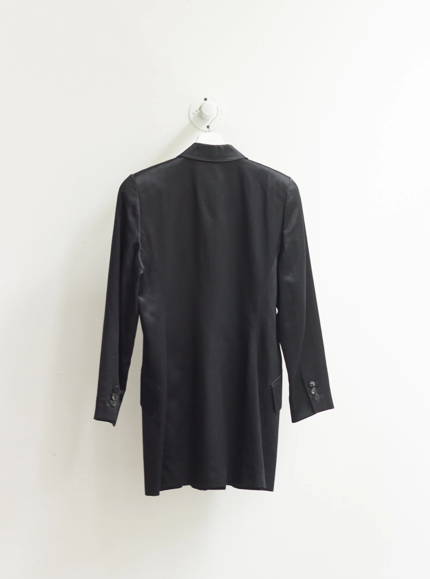 ACA 1980s ESCADA Satin Long-Line Tuxedo Jacket