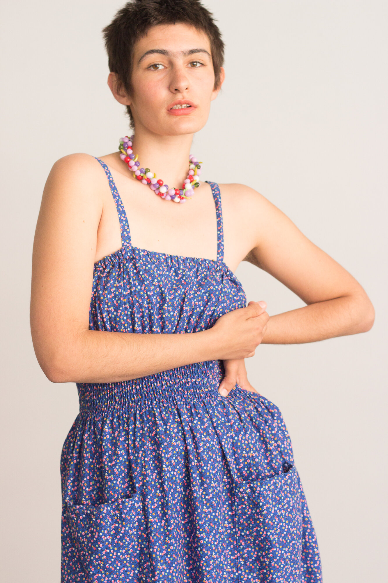 1970s Cotton Ditsy Floral Smocked Sun Dress  Wayward Collection