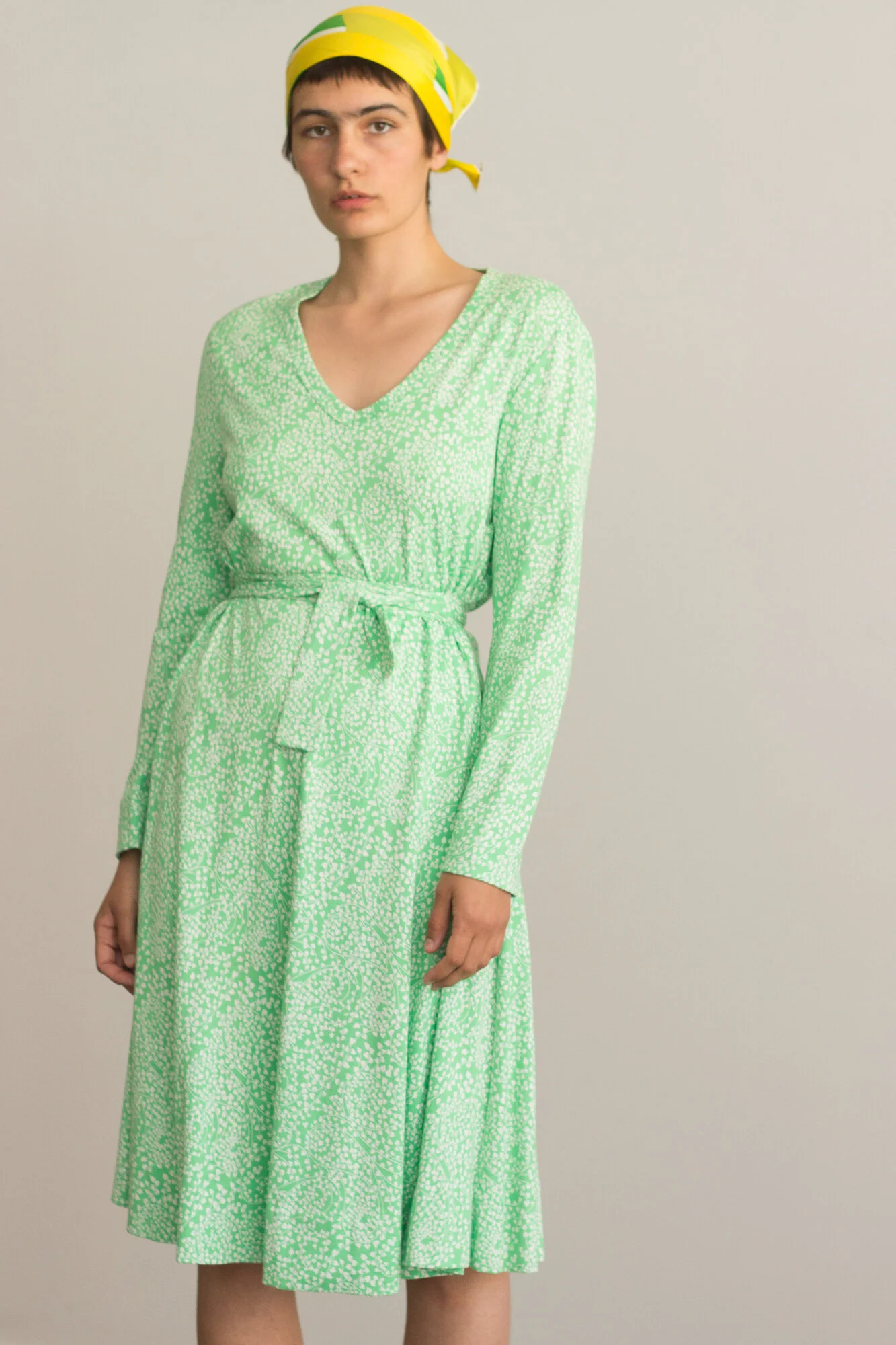 1970s DVF Sweet Green Heart Print Jersey Dress  Wayward Collection