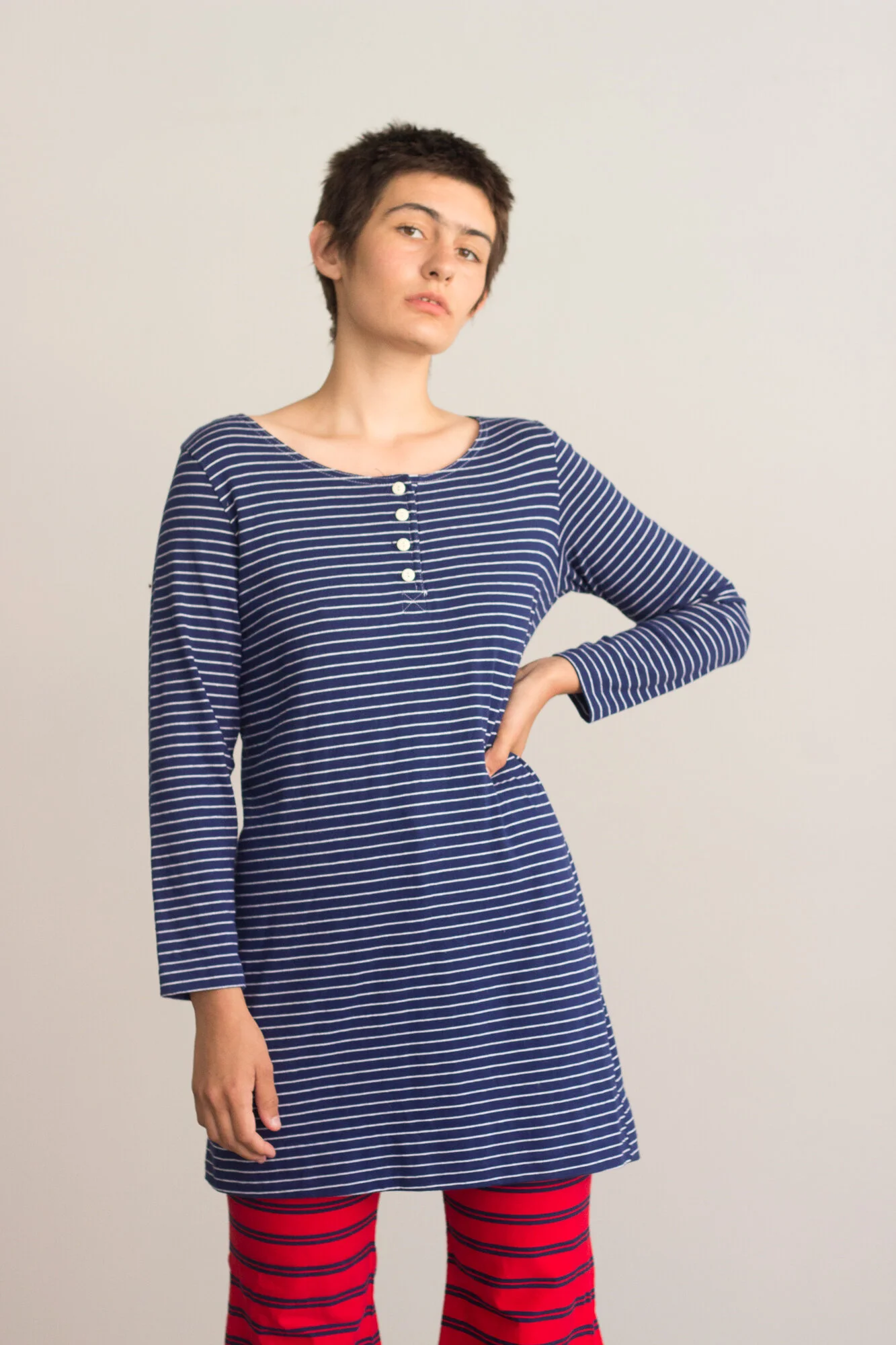 1970s Striped Cotton Jersey Tunic