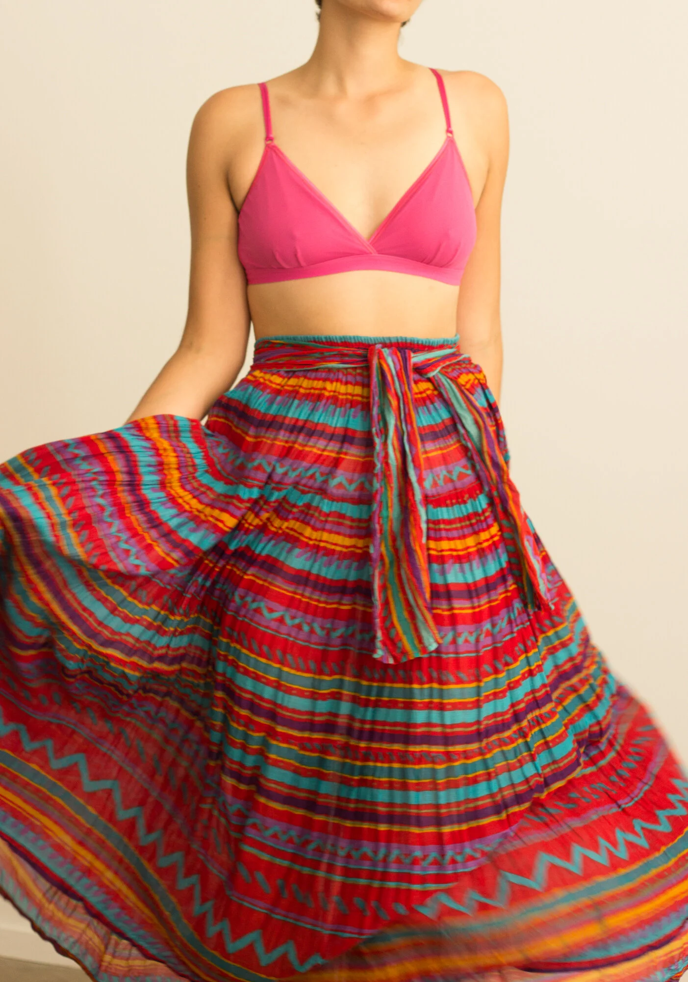 1980s Indian Gauze Cotton Striped Peasant Skirt — Wayward Collection