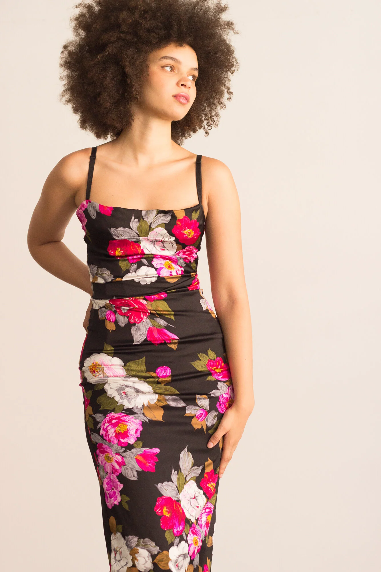 Y2K Dolce & Gabbana Stretch Silk Peony Print Dress  Wayward Collection