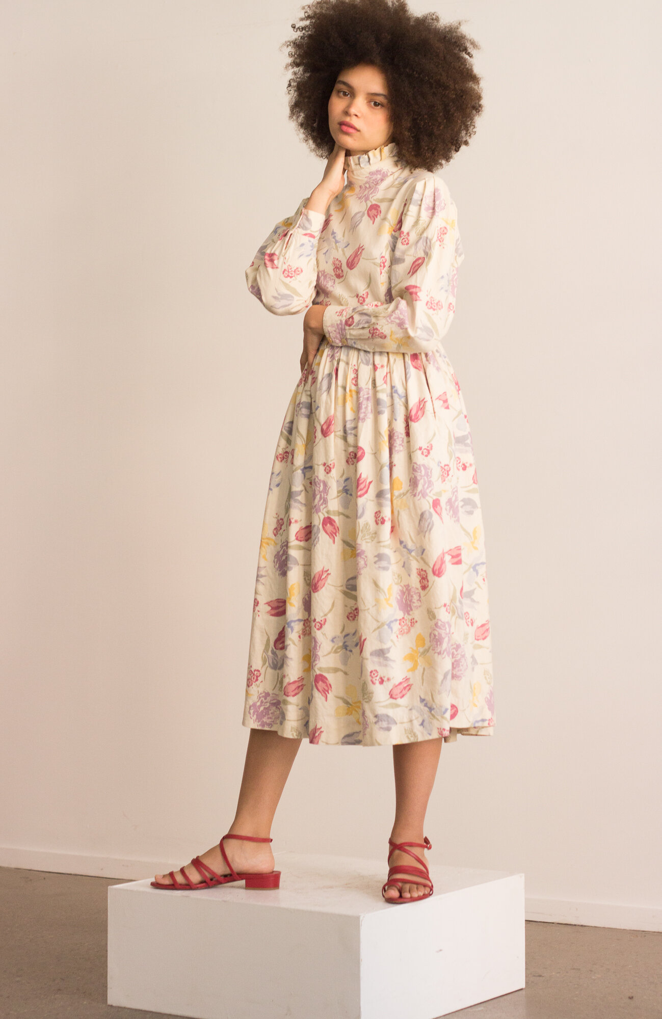 1980s Laura Ashley Liberty Print Cotton Prairie Dress