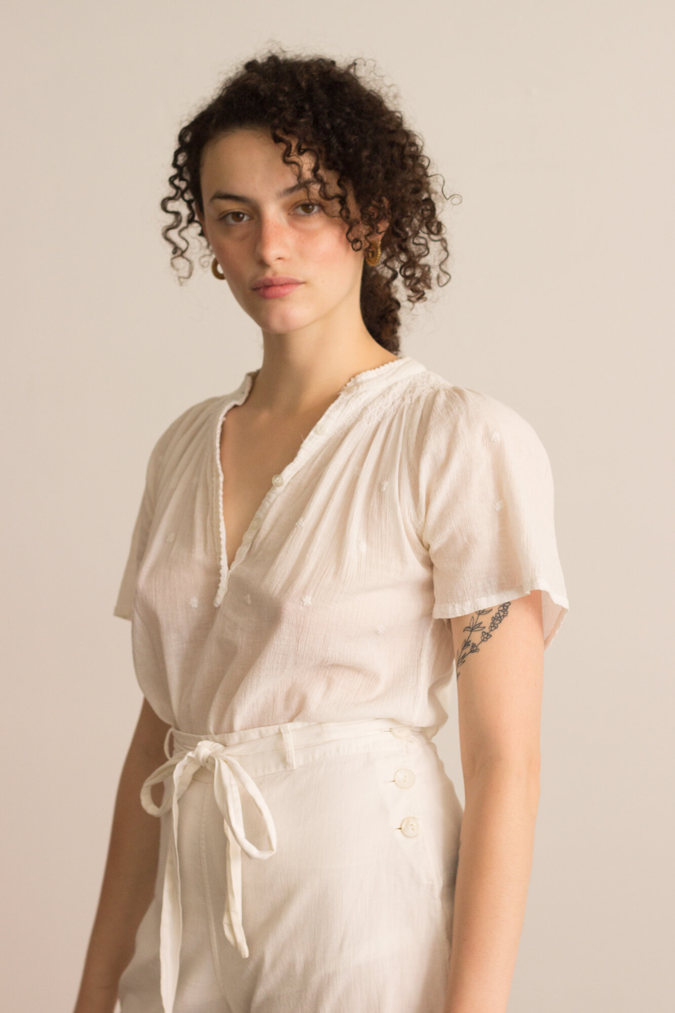 1960s Indian Cotton Gauze Peasant Top