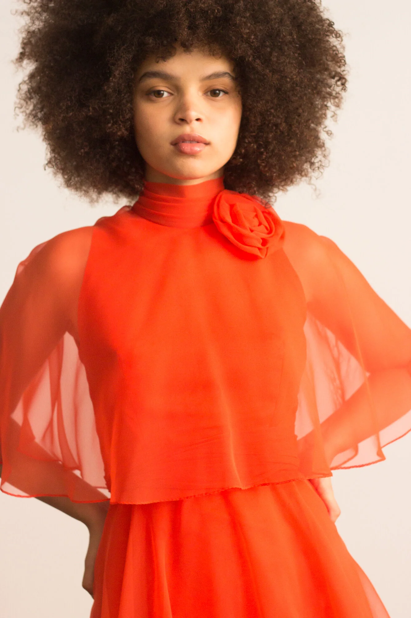 strapless open back dress Orange Chiffon Mismatched Side Slit Long Bridesmaid Dresses, CB0047 US14 / Custom Color(Leaving A note) / C main image 0