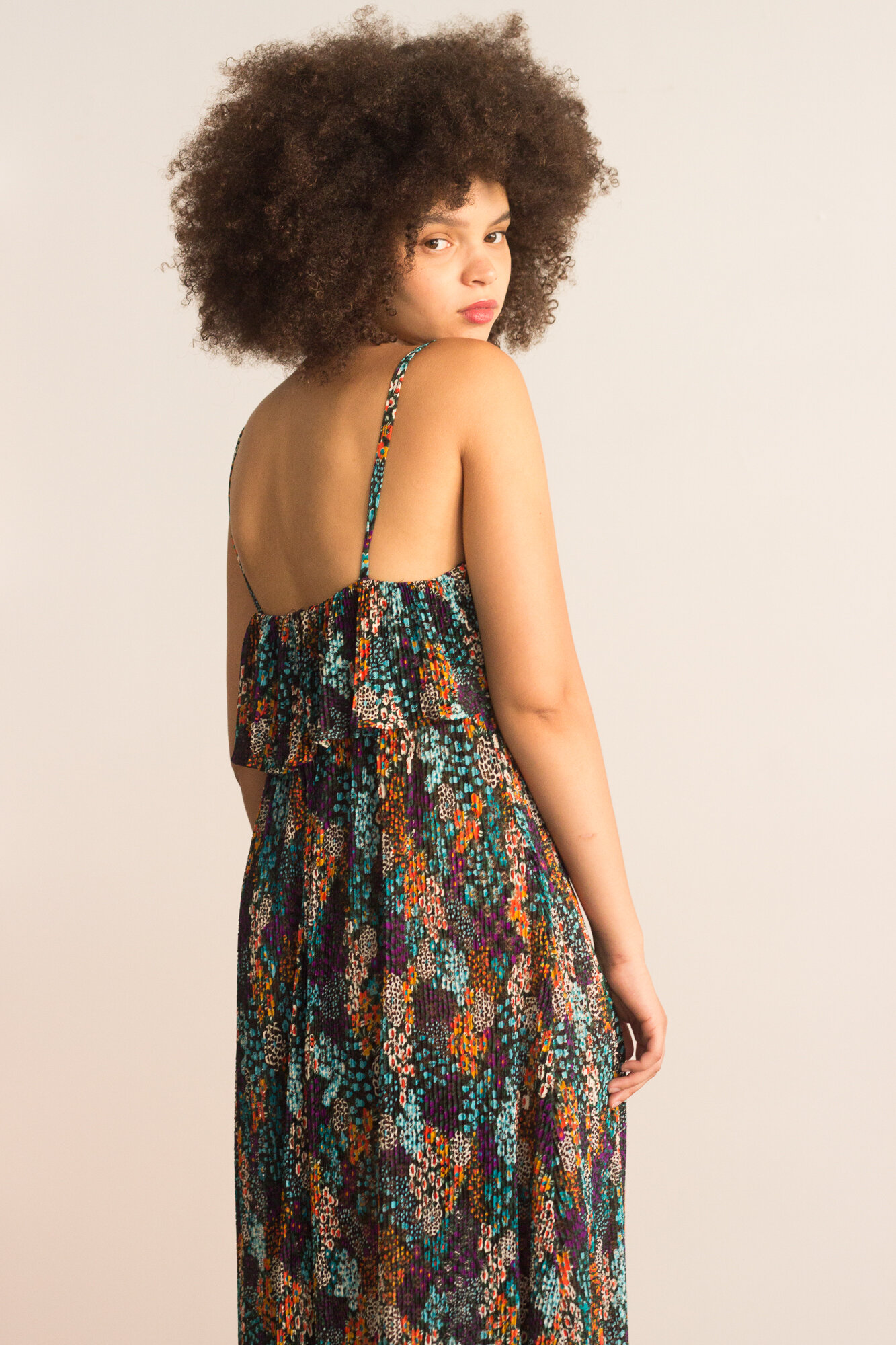 1970s Saks Fifth Avenue Youth Guild Crinkle Pleat Maxi