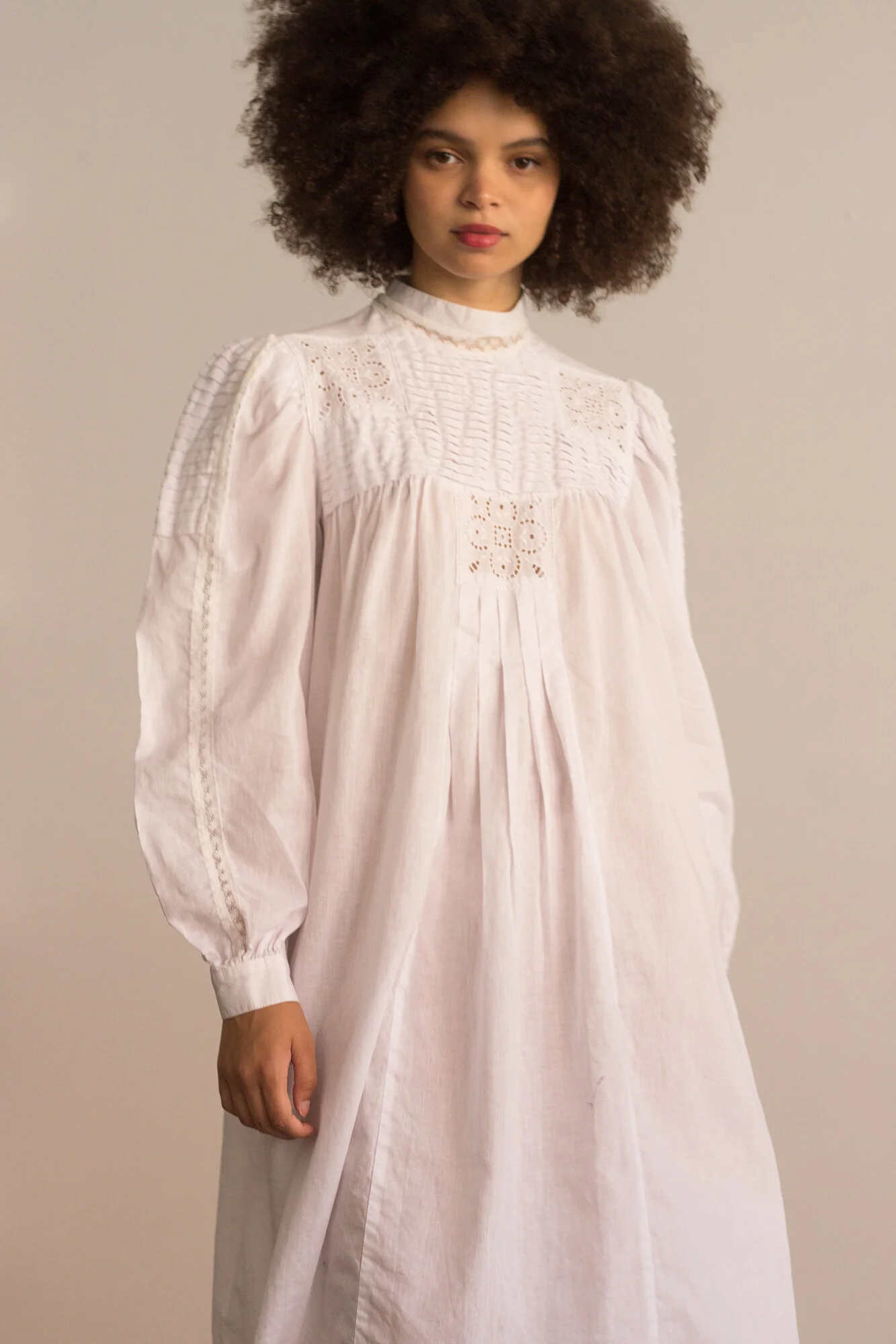 1980s Victoriana Cotton Puff Sleeve Smock Dress Wayward Collection 1980s Victoriana Cotton Puff Sleeve Smock Dress Wayward Collection