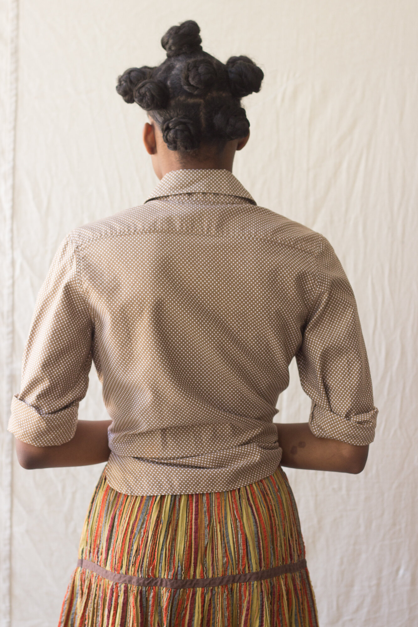 1950s Seersucker Pleated Indian Cotton Peasant Skirt