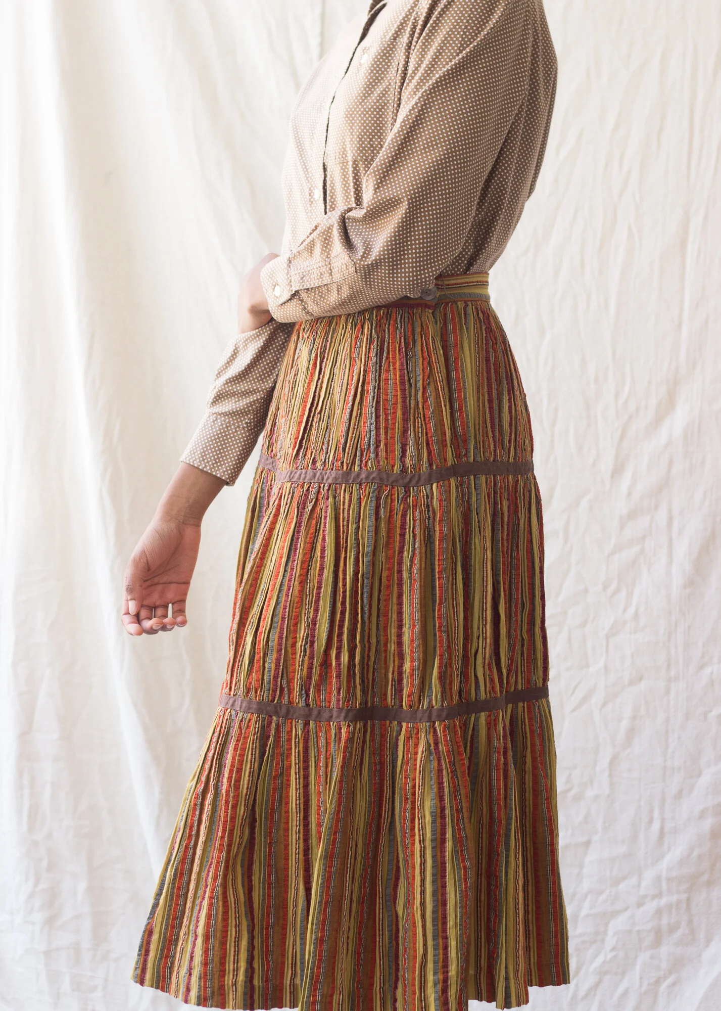 1950s Seersucker Pleated Indian Cotton Peasant Skirt — Wayward Collection