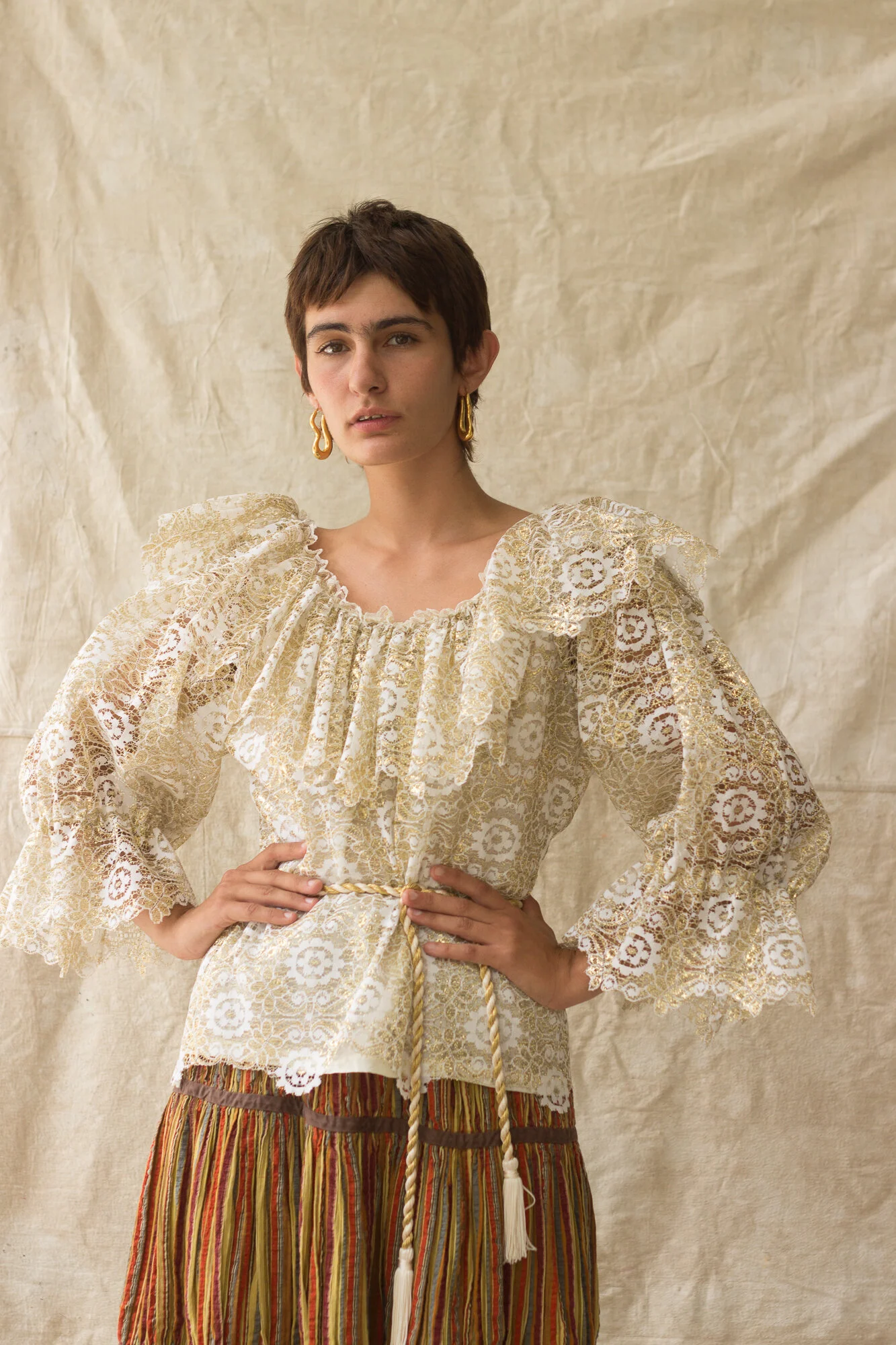 トップス Paula lacey chiffon tops andmary beige ANDMARY】Paula 