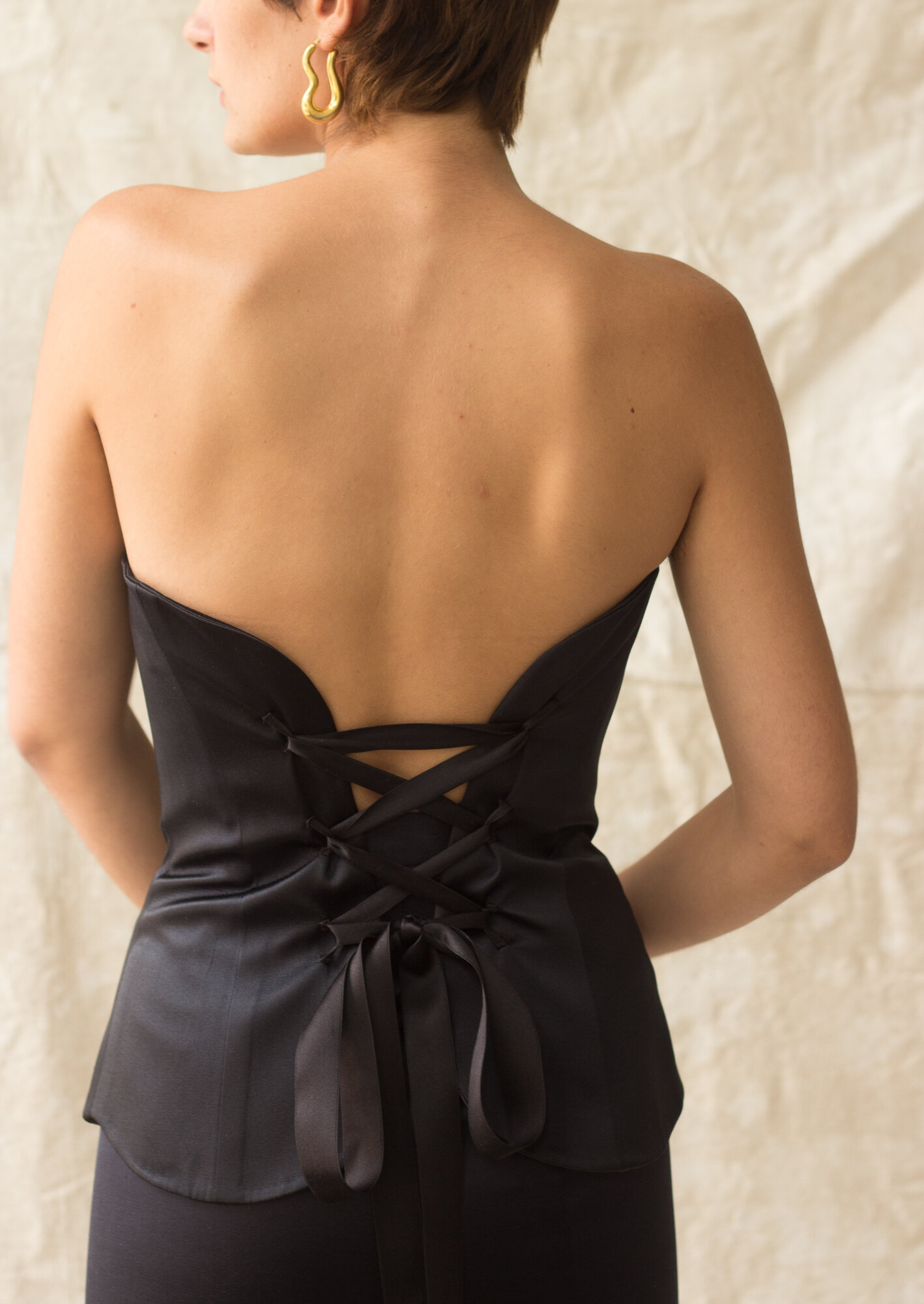 1980s YSL Satin Bustier and Ankle Length Skirt Ensemble - Size XS