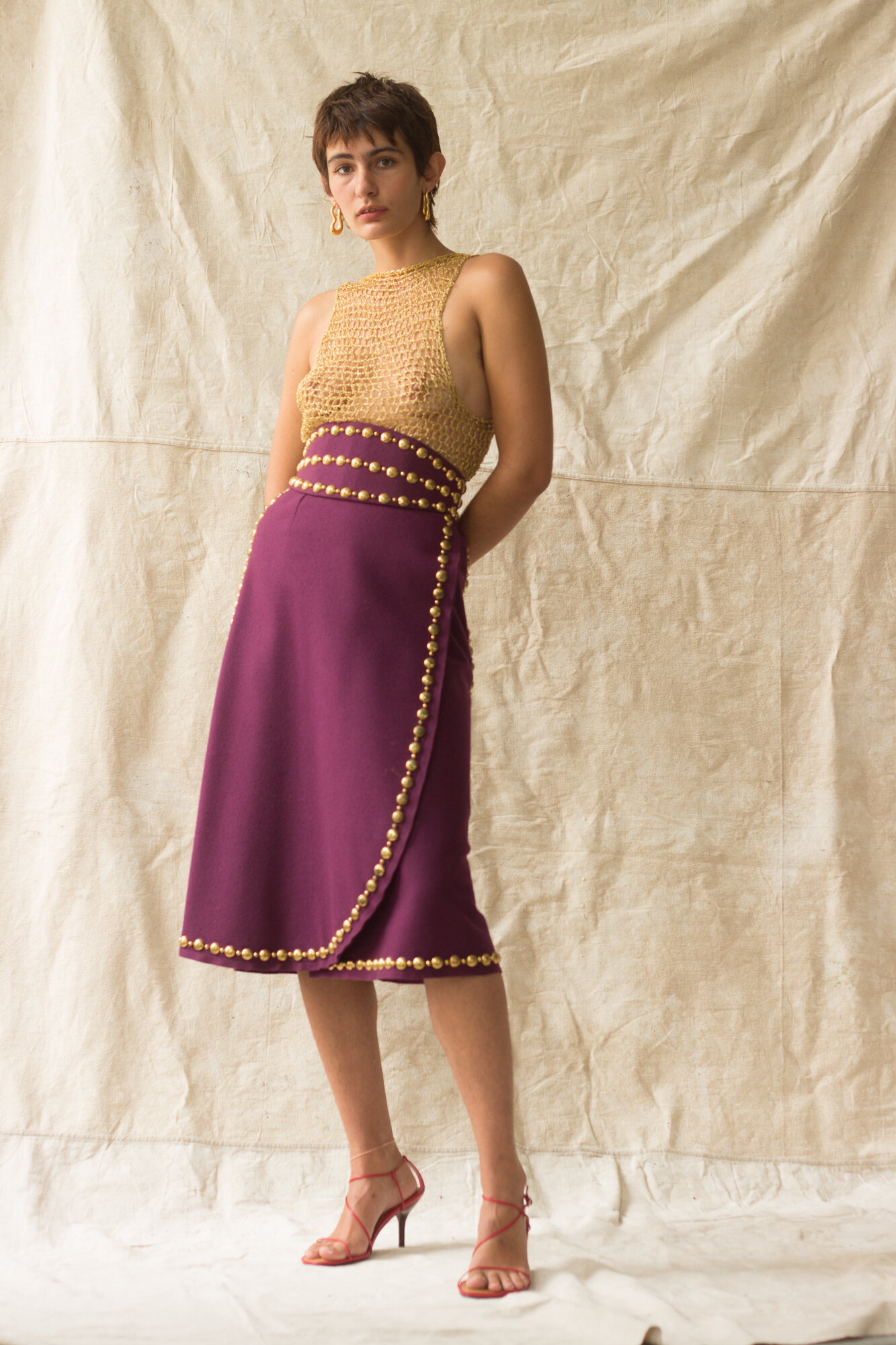 ACA 1970s Gold Crocheted Top