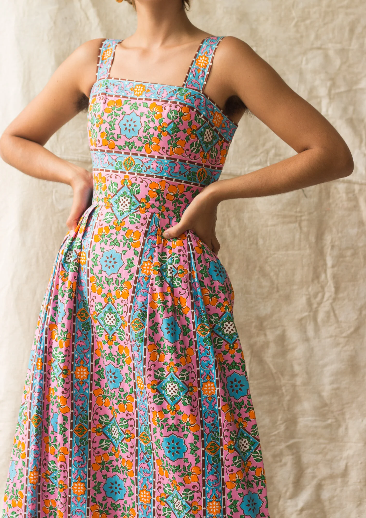 *SALE* 1970s Thai Cotton Batik Wrap Dress