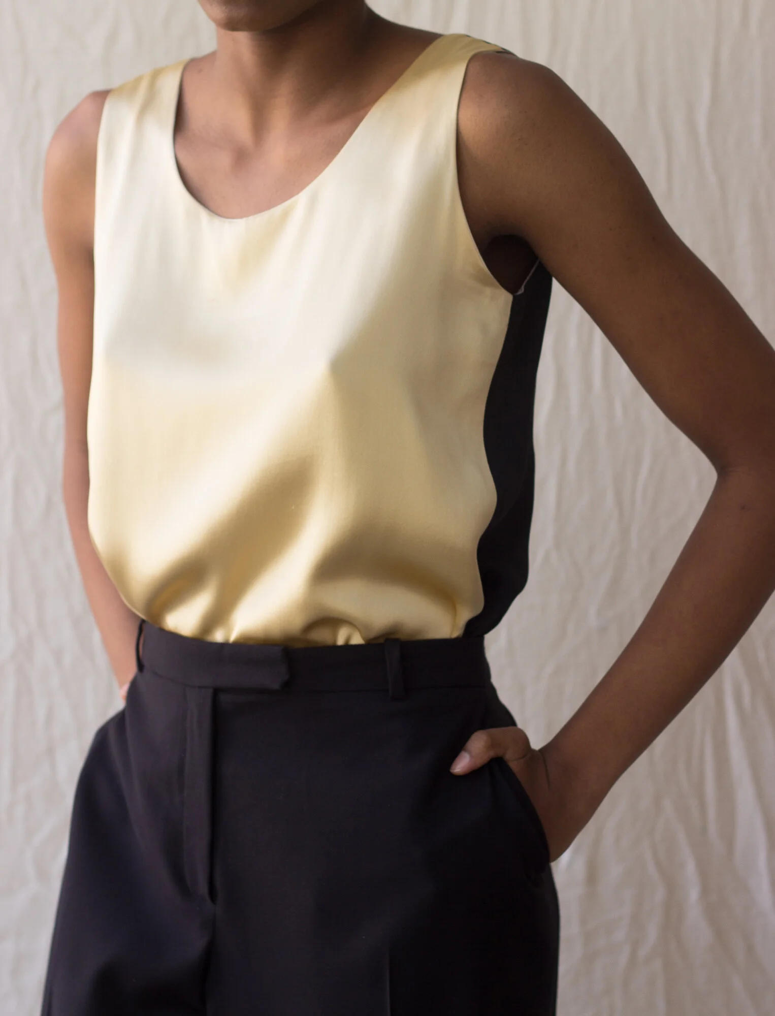 1990s Reversible Duo-Tone Silk Charmeuse Tank