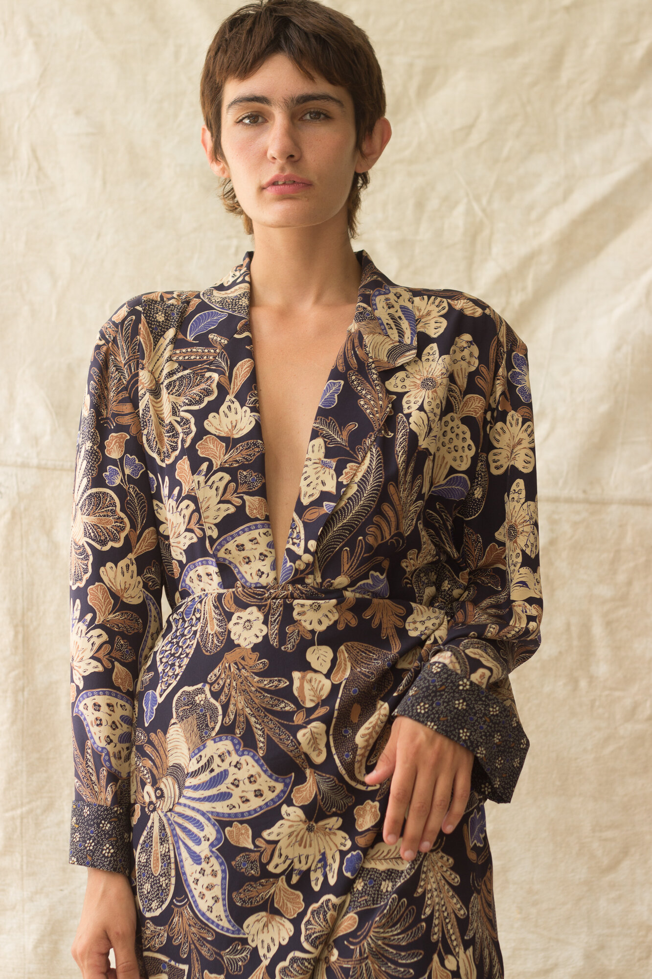 1980s Christian Dior Batik Silk 2 PC Set