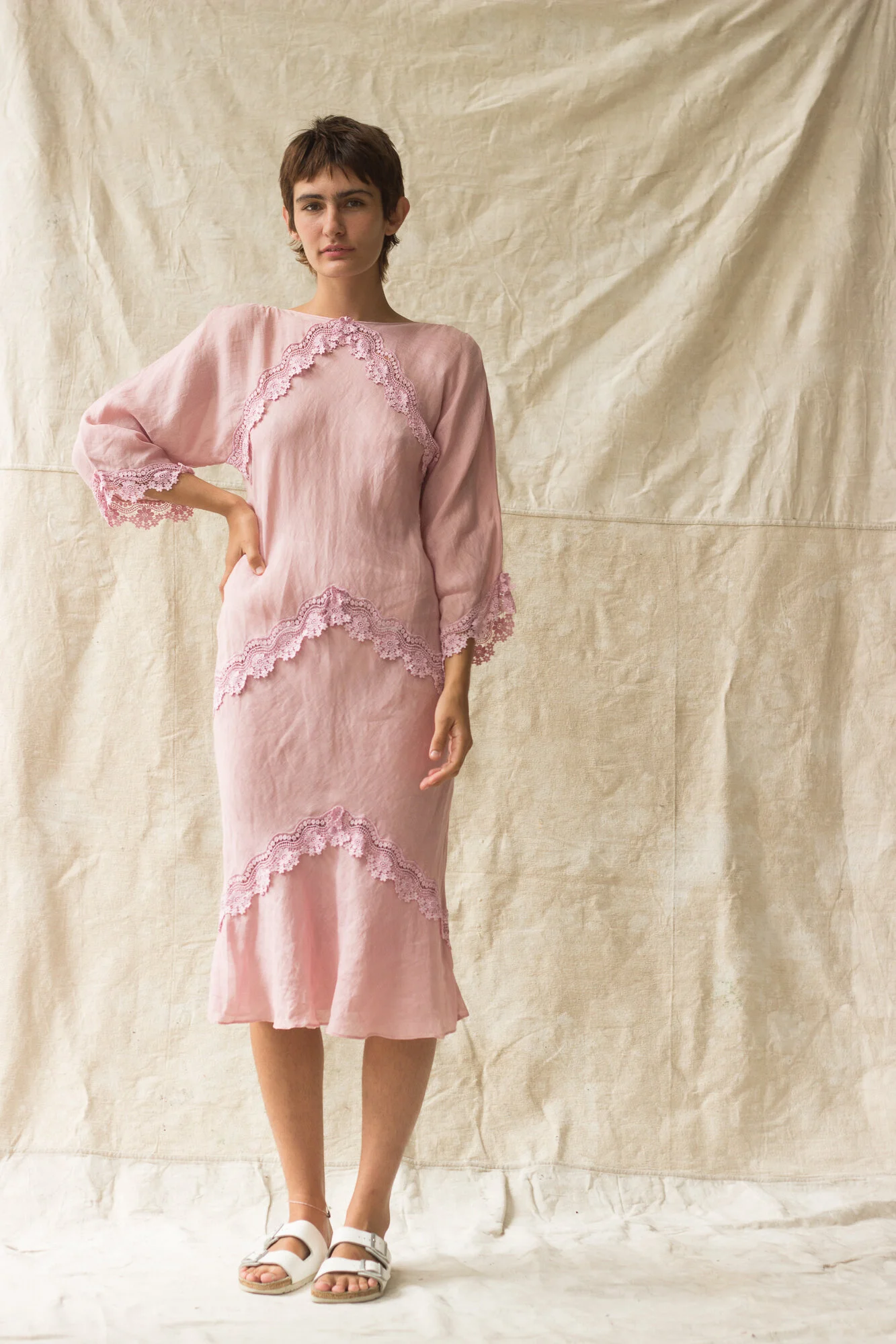 knee length dresses for ladies Tessuti Fabrics Alessi Bias Dress – The Fold Line main image 0