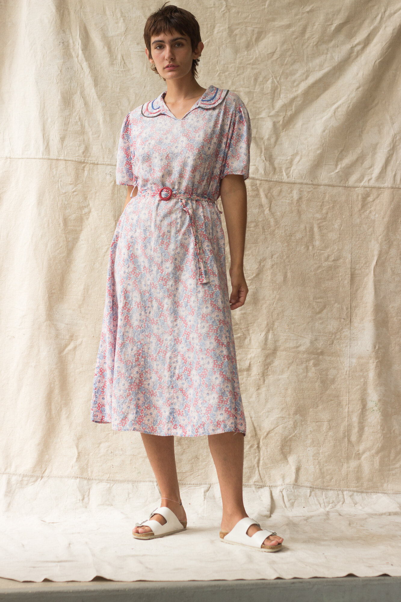 1930s Feedsack Cotton Dress - Size L  Wayward Collection