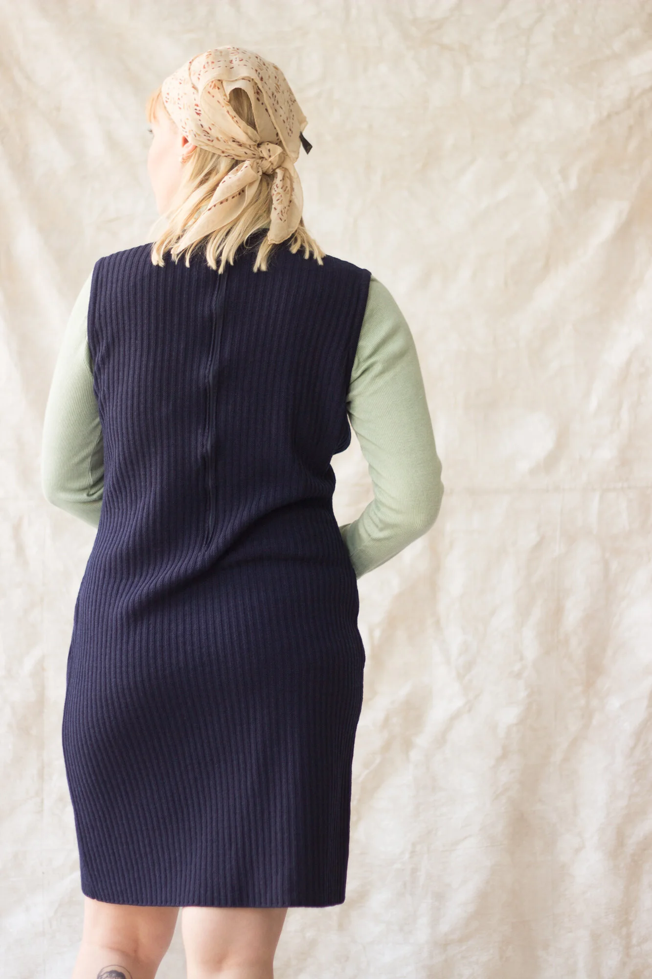 1990s St. John Ribbed Cotton Knit Jumper Dress  Wayward Collection