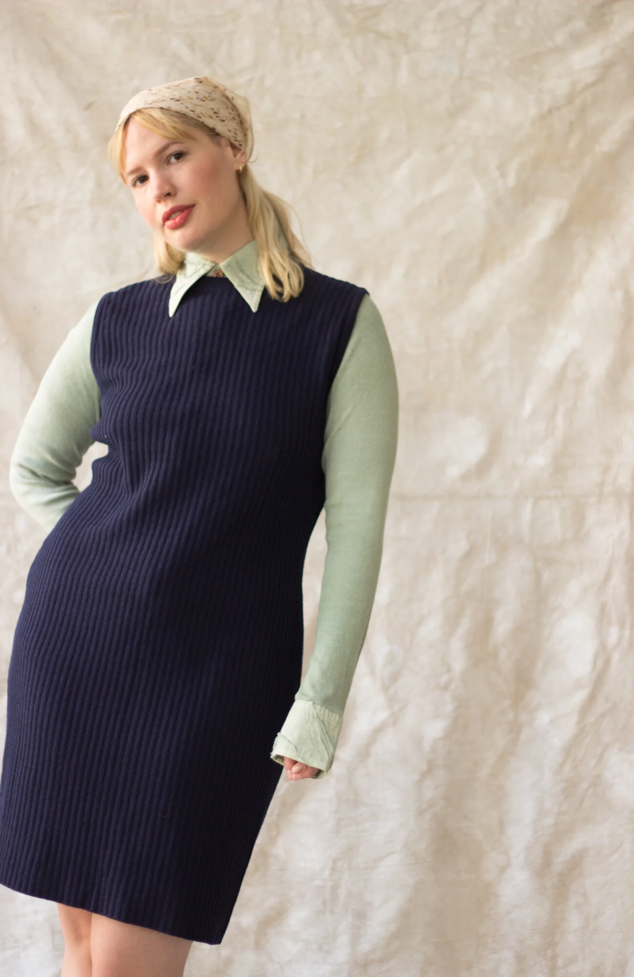 1990s St. John Ribbed Cotton Knit Jumper Dress  Wayward Collection