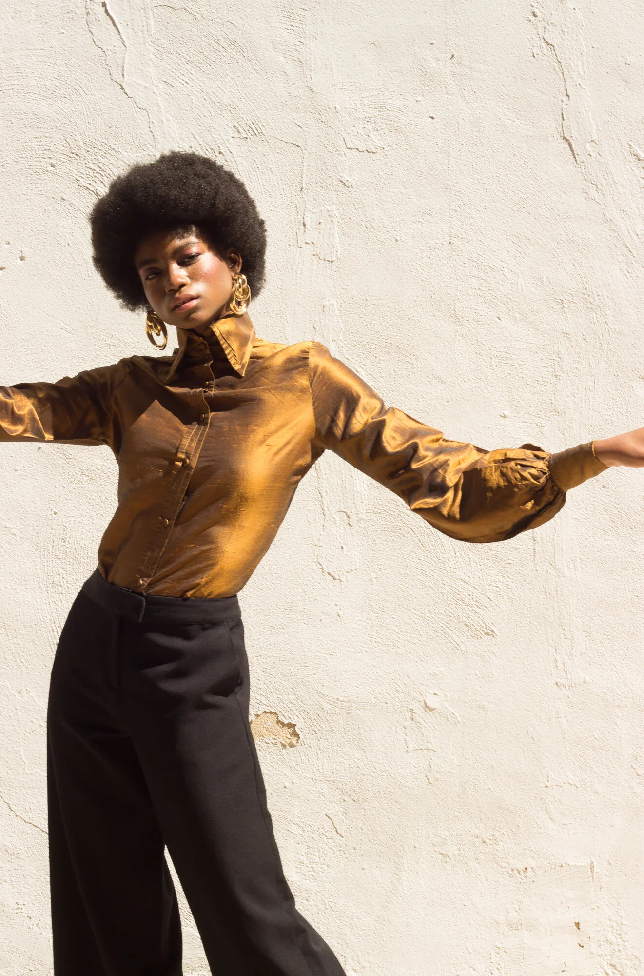 RAREST 1960s Mr. Fish Copper Silk Bishop Sleeve Shirt — Wayward 