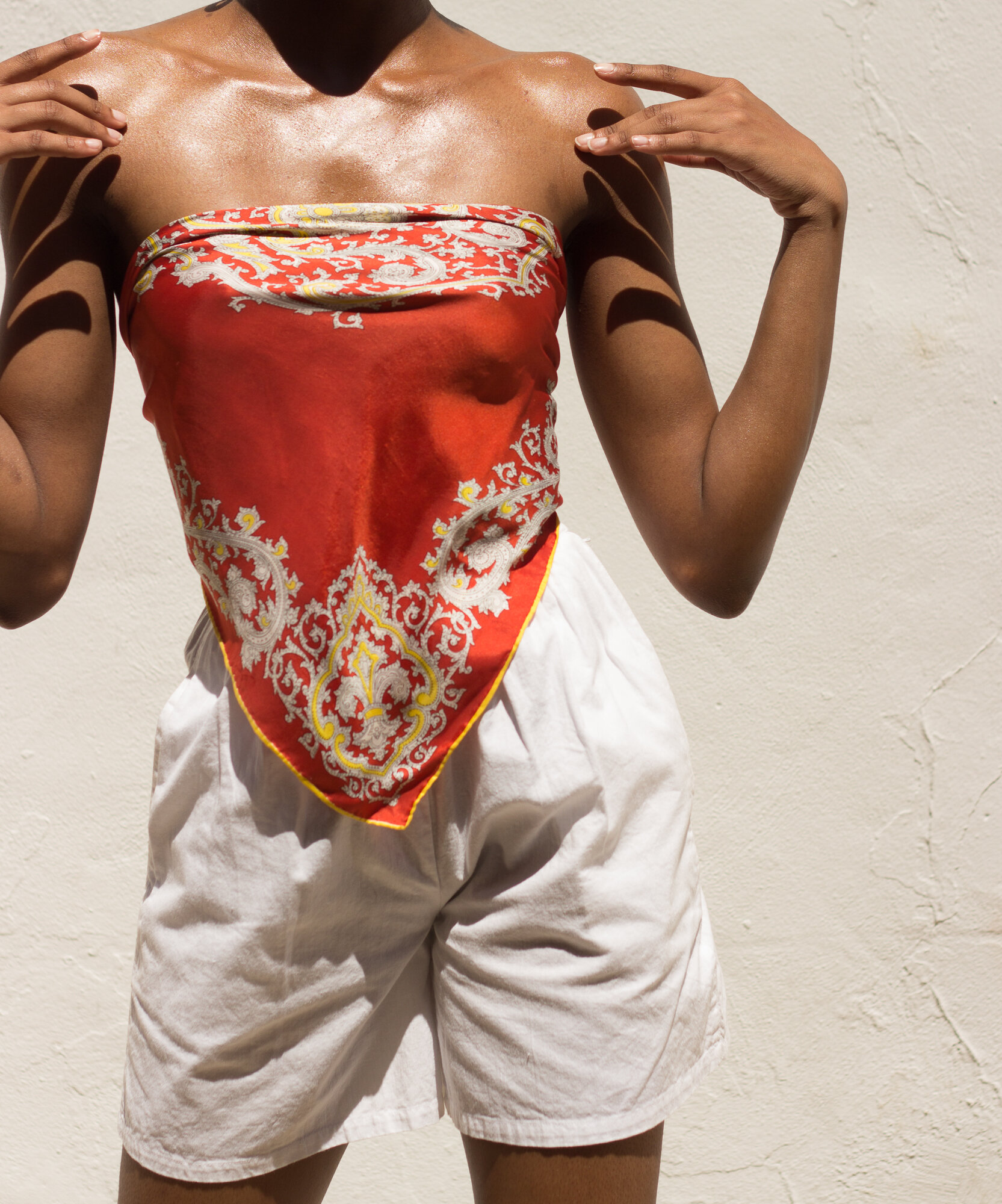 1950s Orange Paisley Silk Scarf