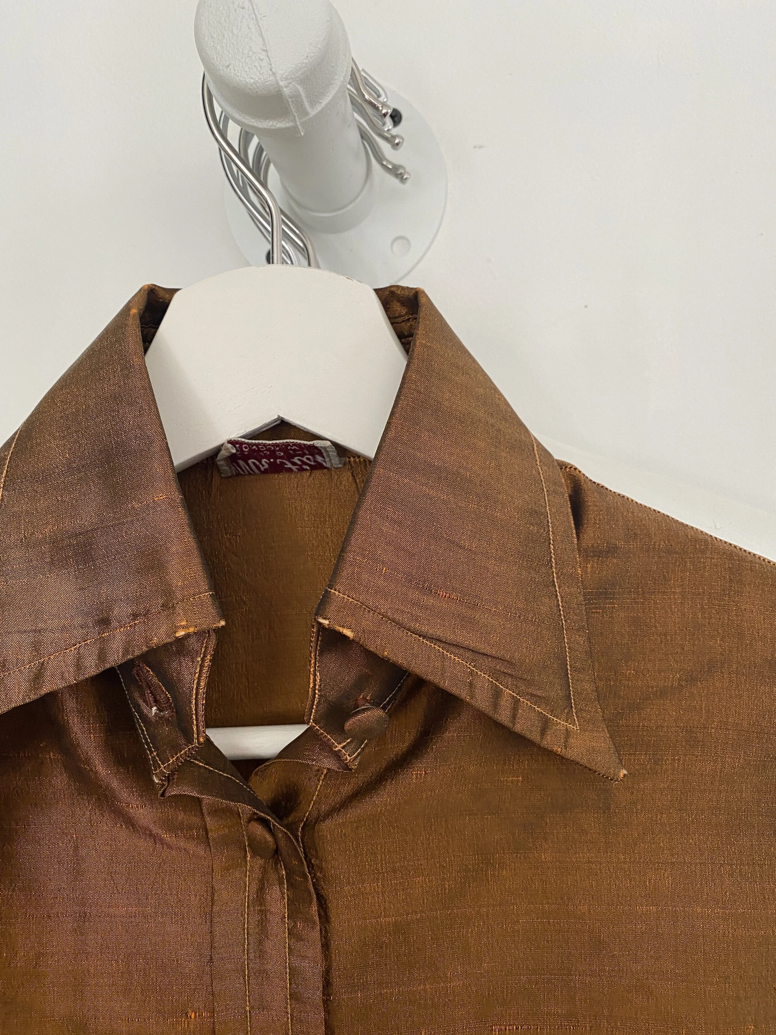 RAREST 1960s Mr. Fish Copper Silk Bishop Sleeve Shirt — Wayward 