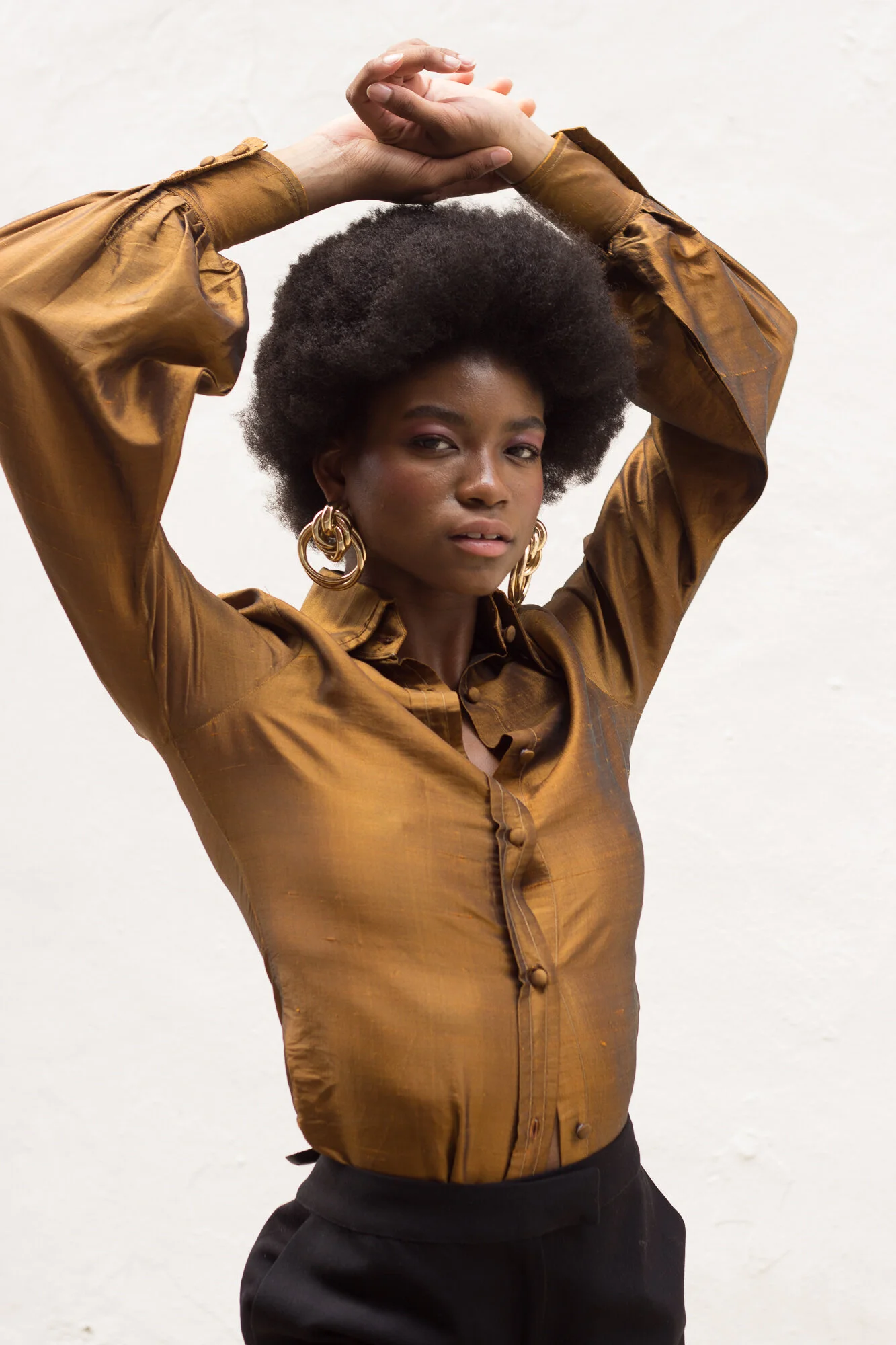 RAREST 1960s Mr. Fish Copper Silk Bishop Sleeve Shirt — Wayward 