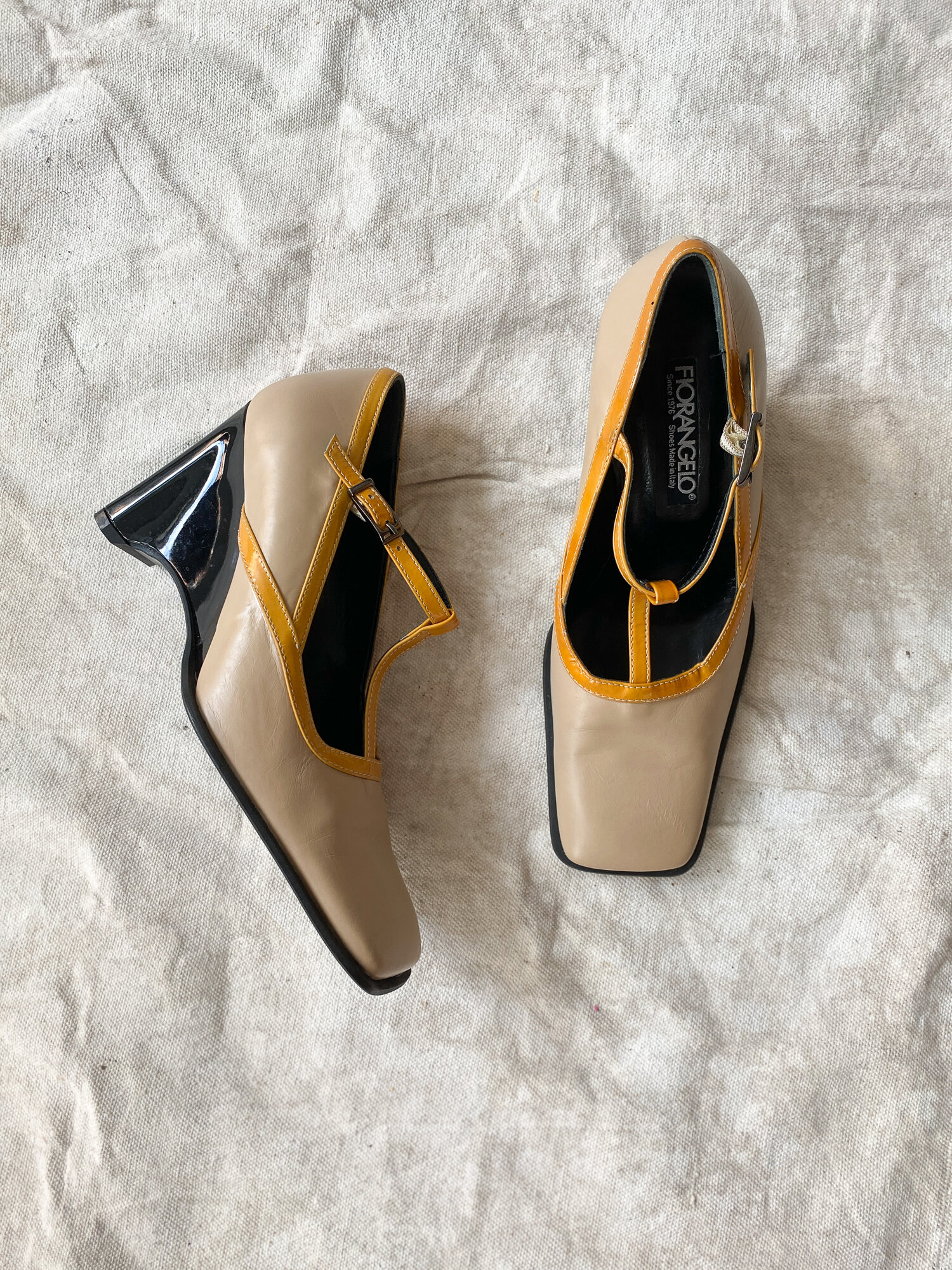 1990s Fiorangelo Italian Square Toe Wedges
