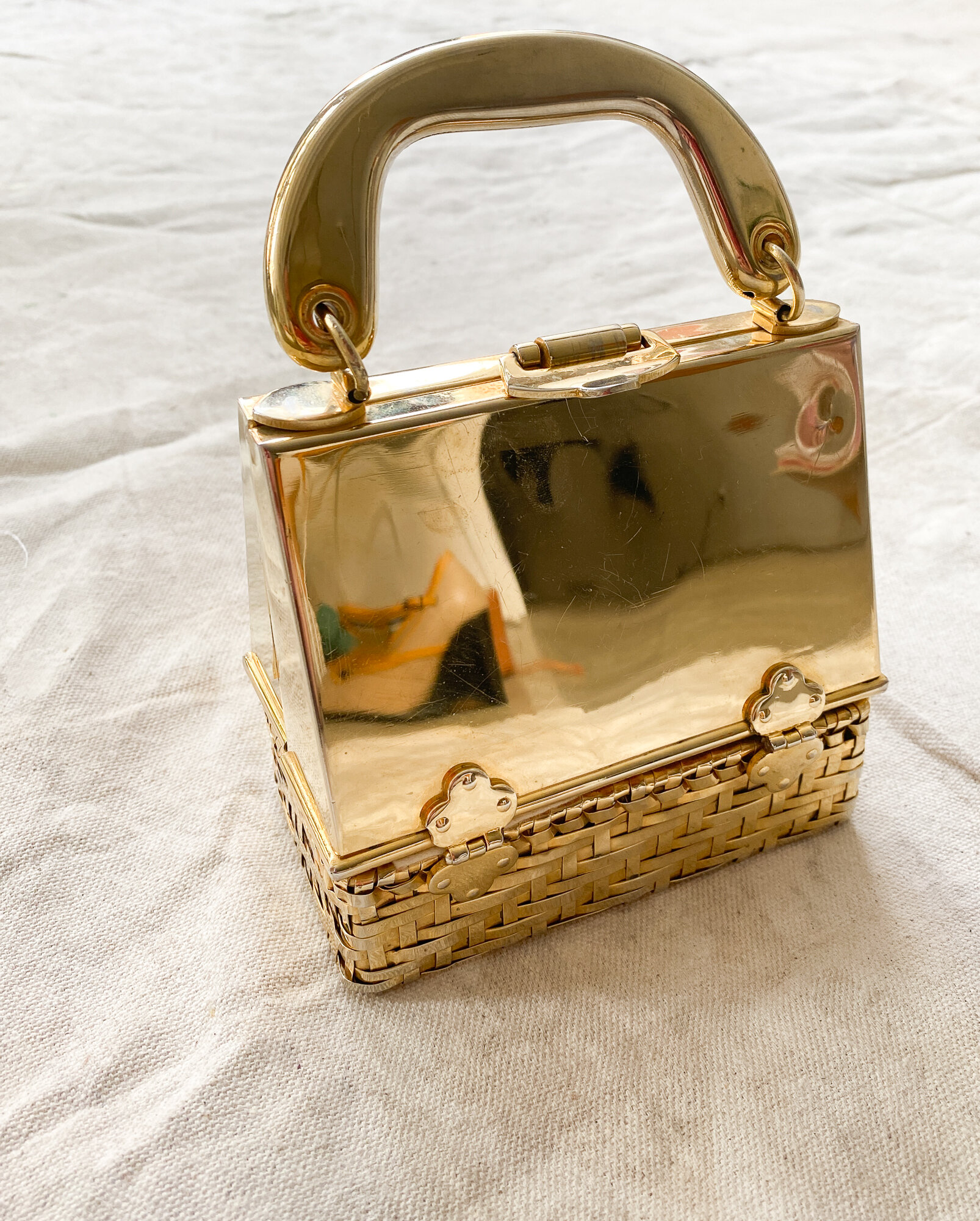 1960s Marcus Clothiers Mirrored Gold Miniaudiere