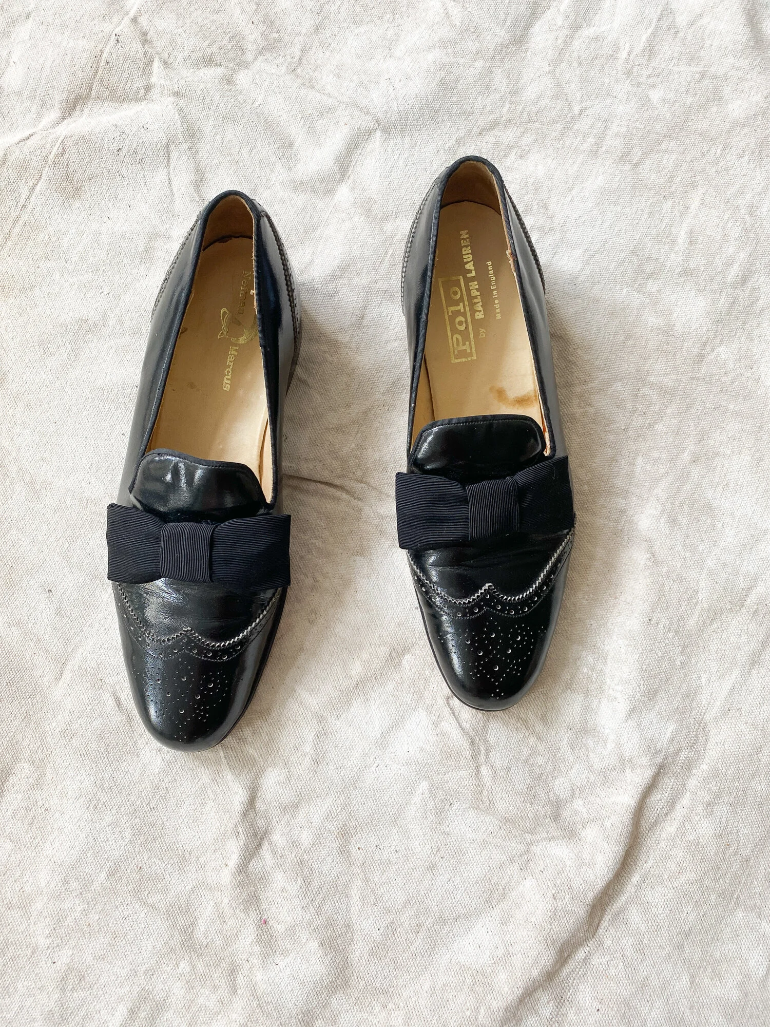 Vintage POLO RALPH LAUREN Mens TUXEDO BLACK LEATHER SHOES Size 10.5 D 3304 1980s Polo Ralph Lauren Tuxedo Slippers — Wayward Collection main image 4