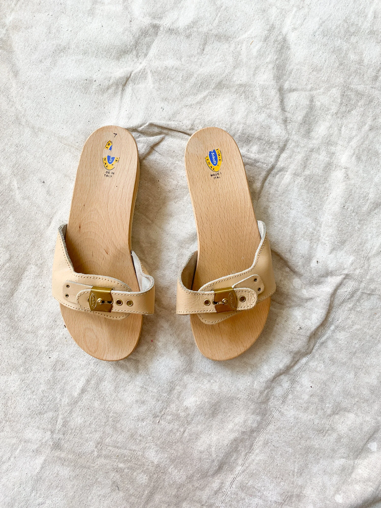 1980s Scholl's Italian Clog Sandals Tan — Wayward Collection