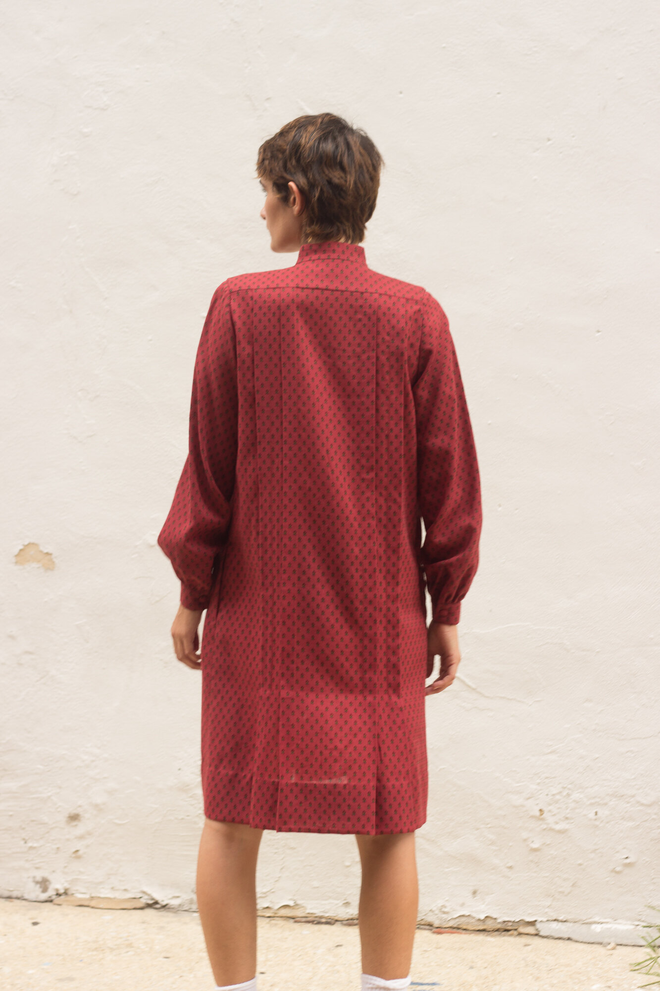 1970s Souleiado Pierre Deux Wool Shirt Dress