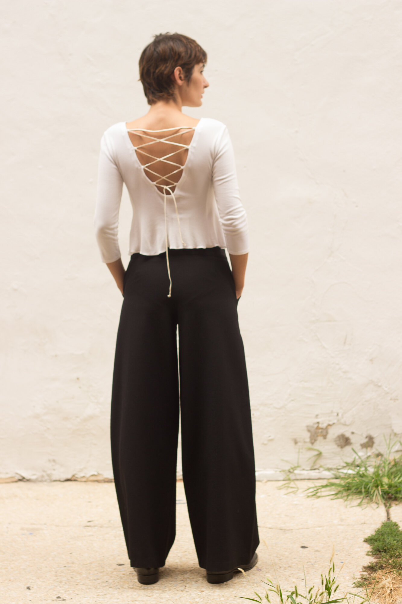 1990s Liza Bruce Wide Leg Wool Trousers