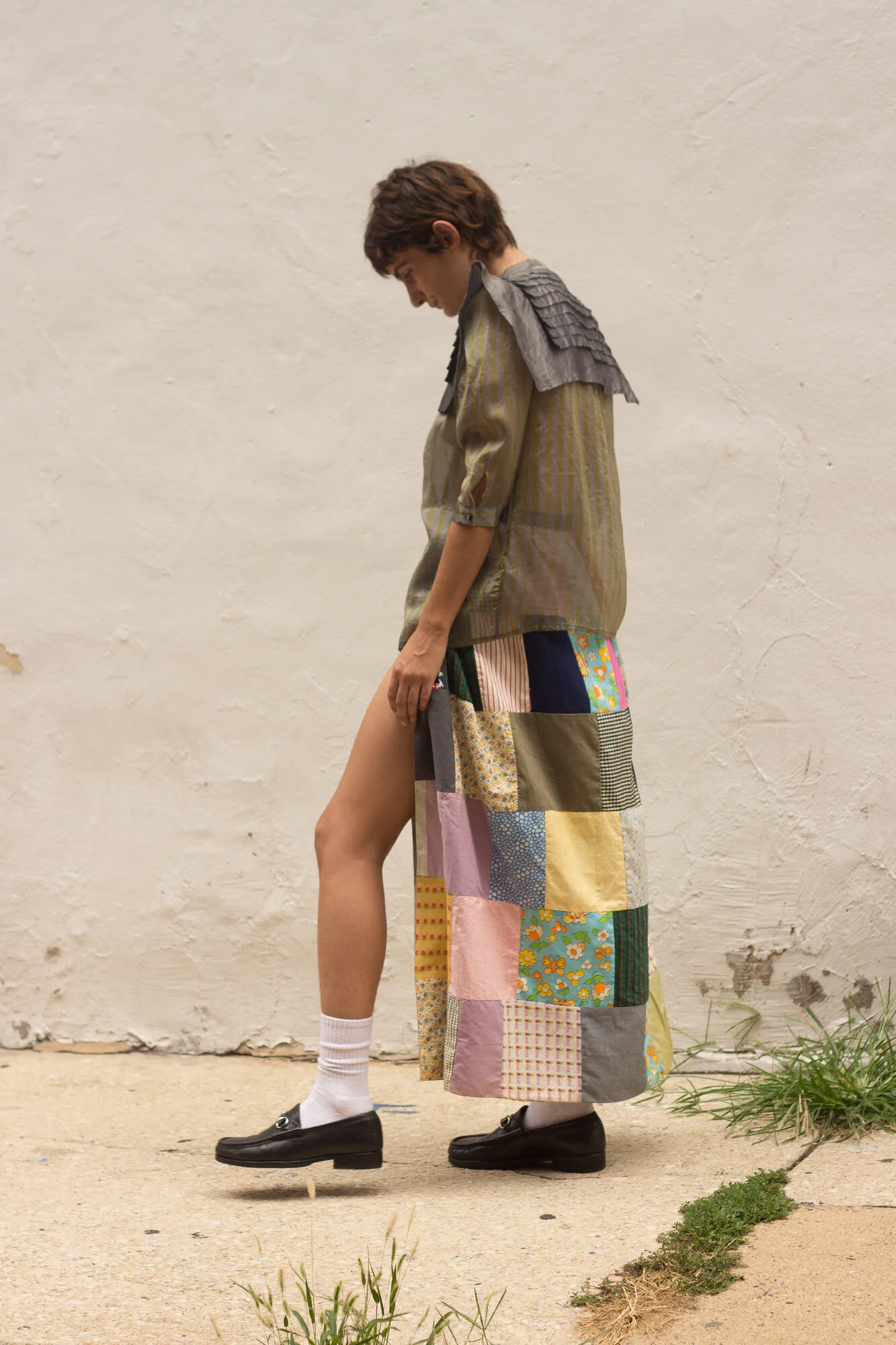 1970s Patchwork Maxi Wrap Skirt