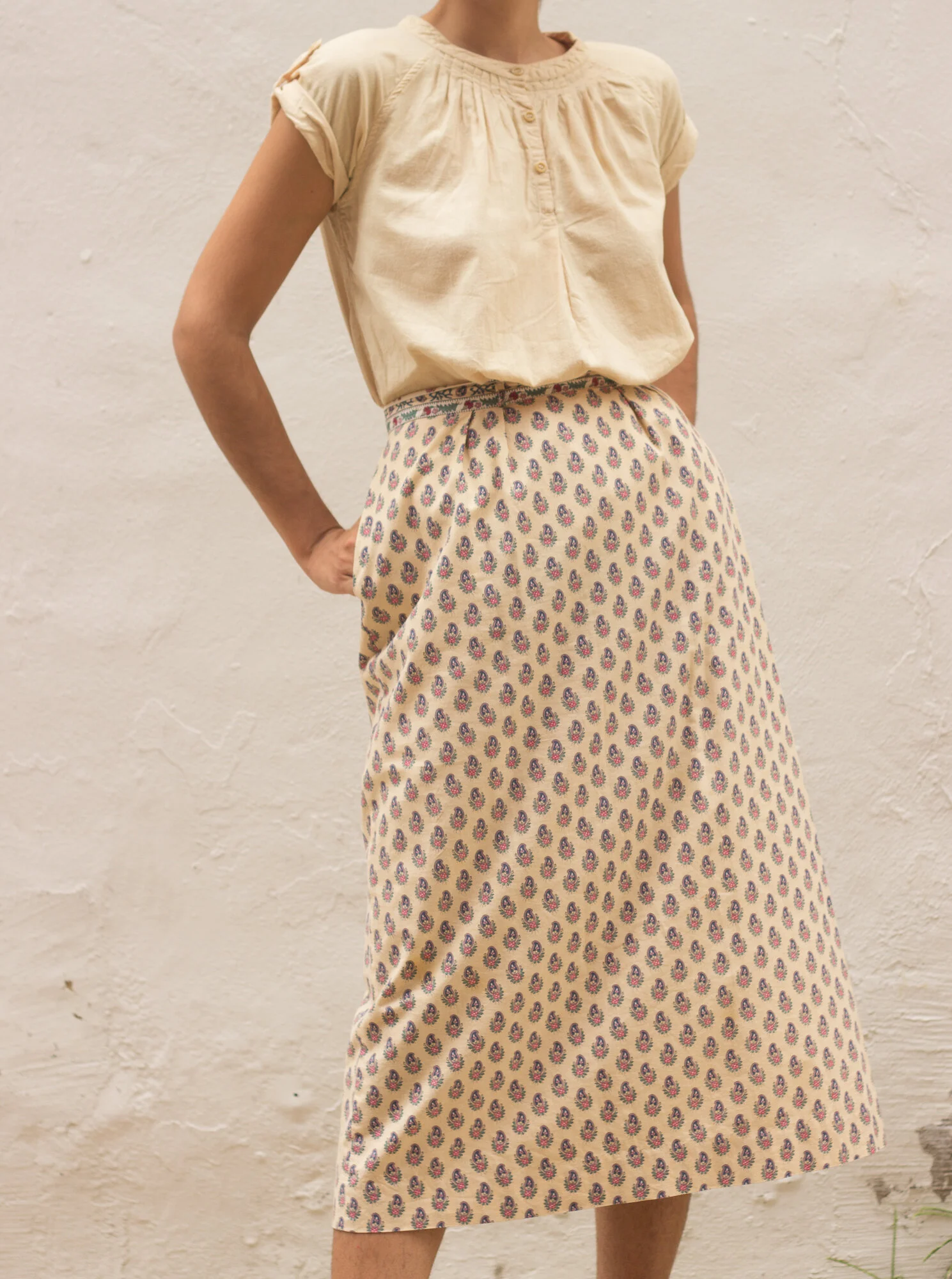 1980s Ann Marie Les Olivades Provençal Cotton Skirt