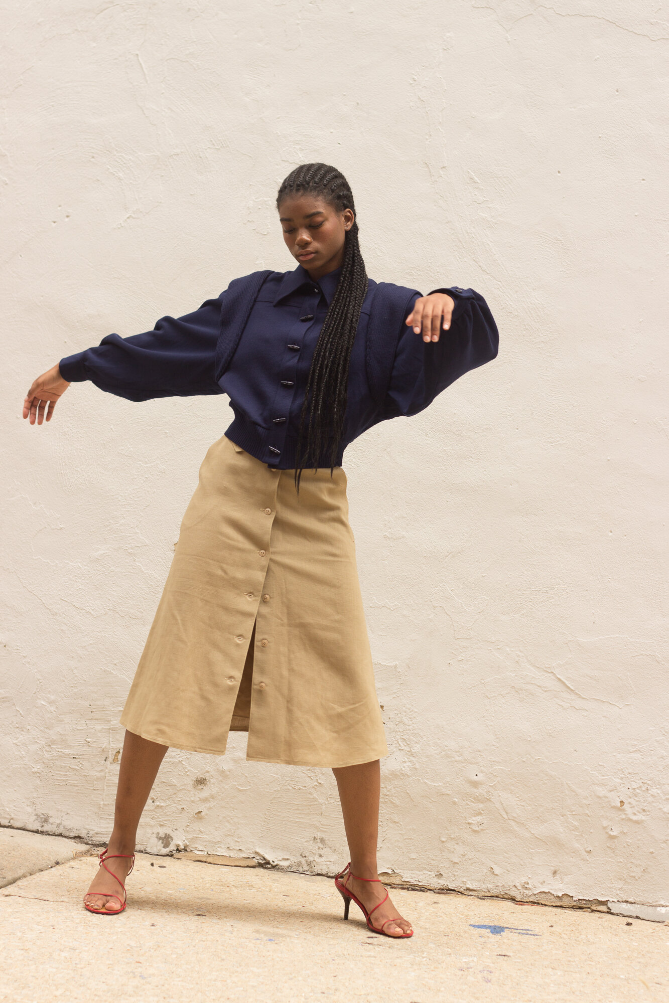 1970s Oscar de la Renta Khaki Linen Utility Skirt