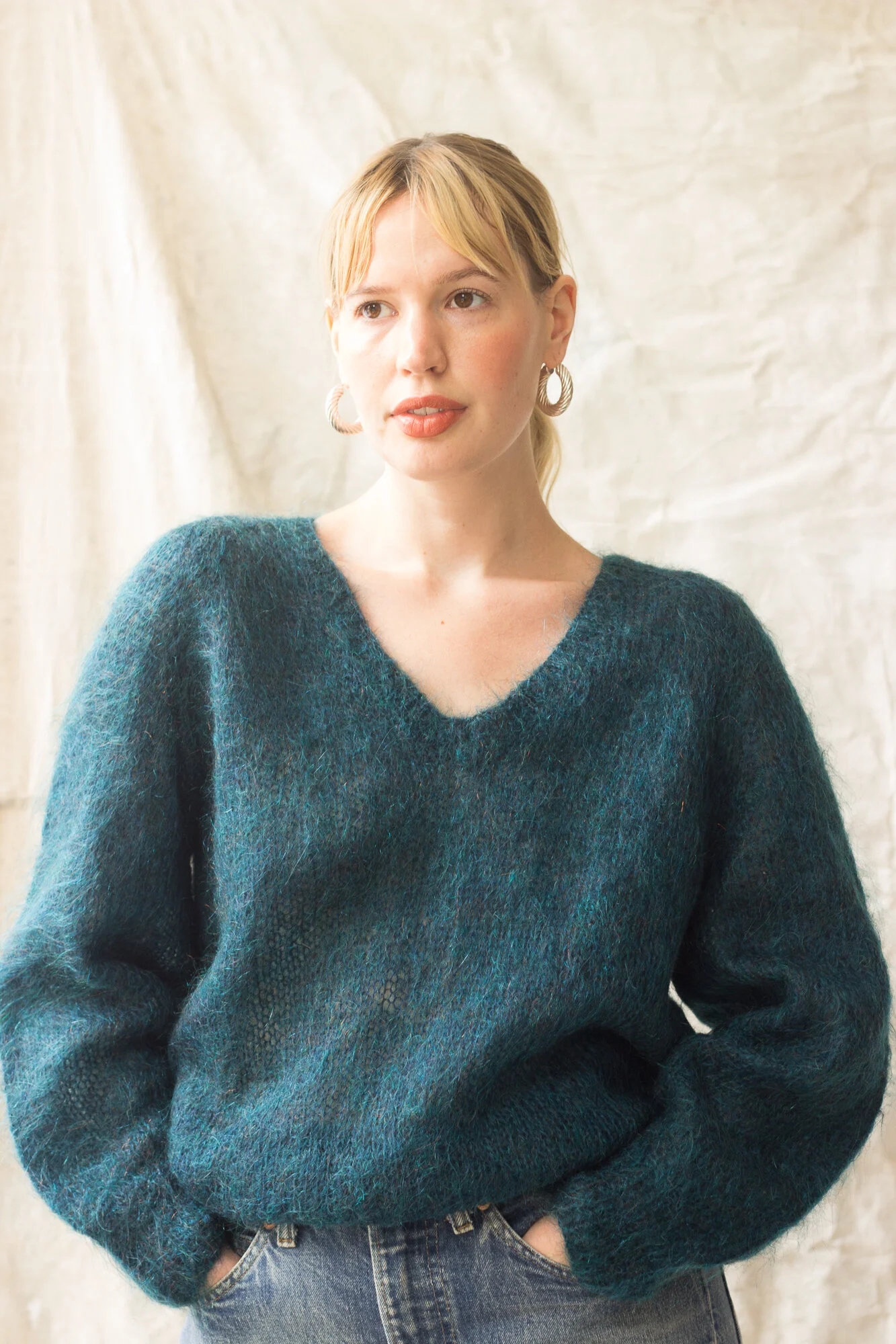 1960s Dark Turquoise Italian Mohair Pullover