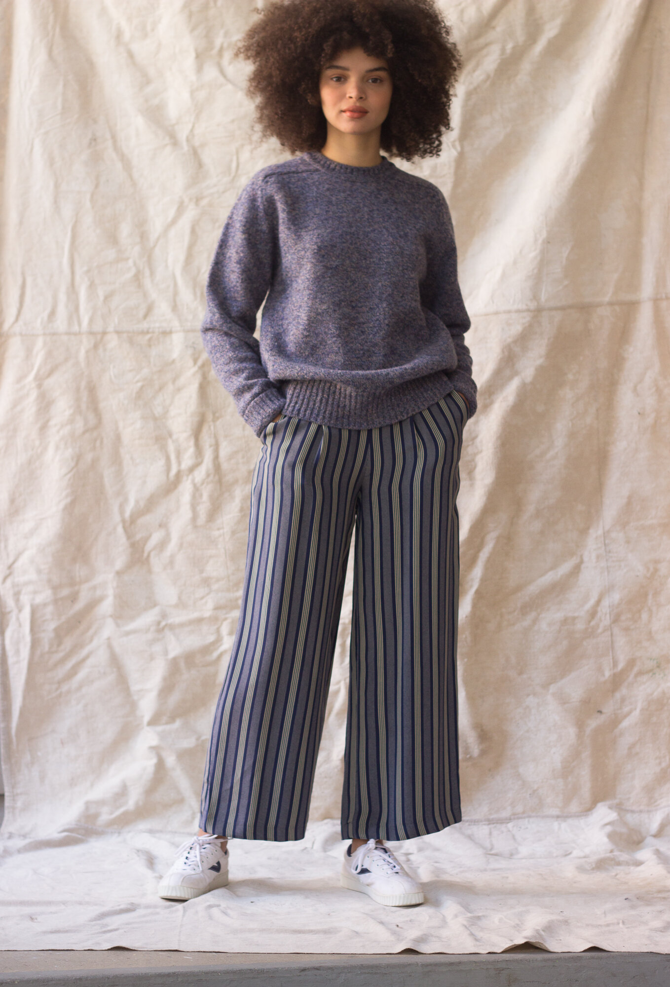 1970s Denim Blue Saks Fifth Avenue Wool Pullover